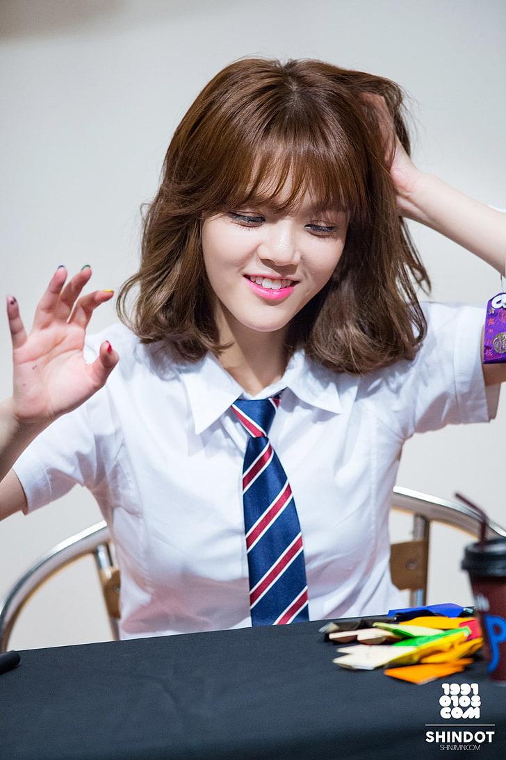 HD Wallpaper: Women's White Button Up Shirt, AOA, Jimin