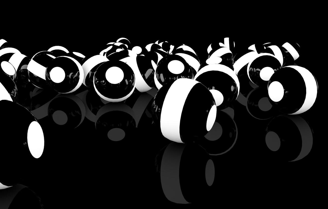 Wallpaper white, reflection, strip, black, balls image