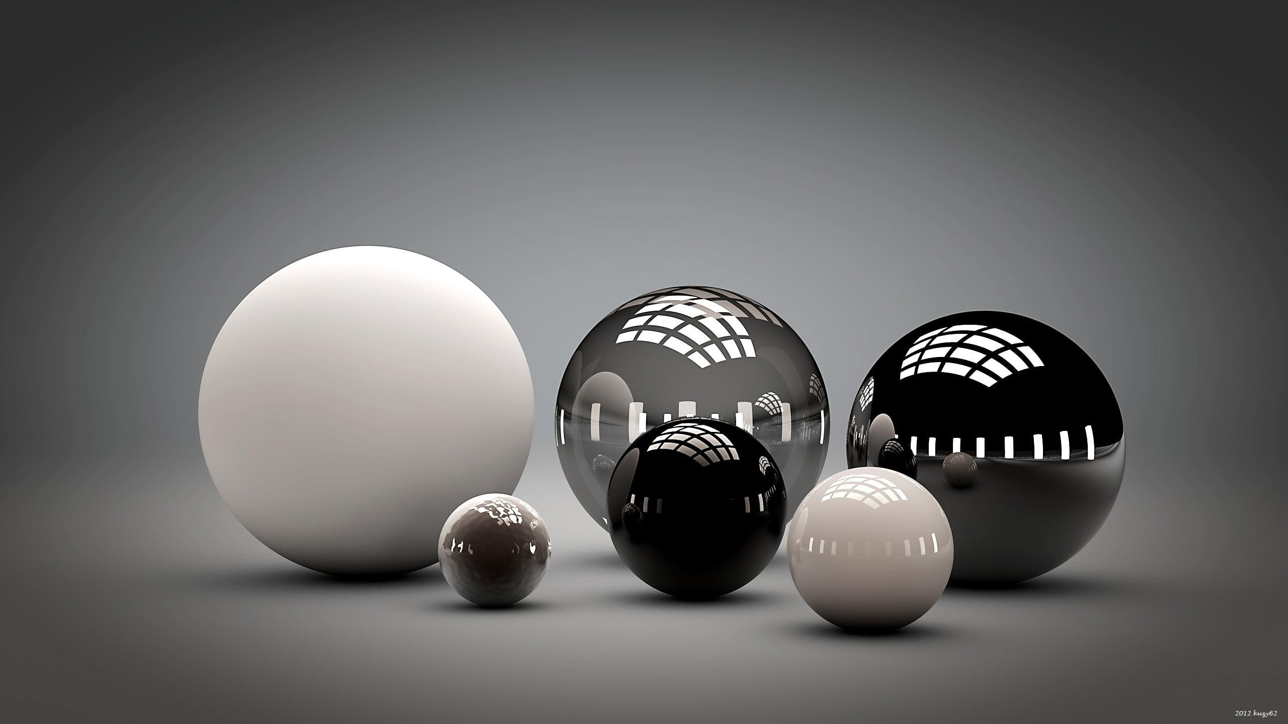 Black, white and clear glass balls HD wallpaper. Wallpaper