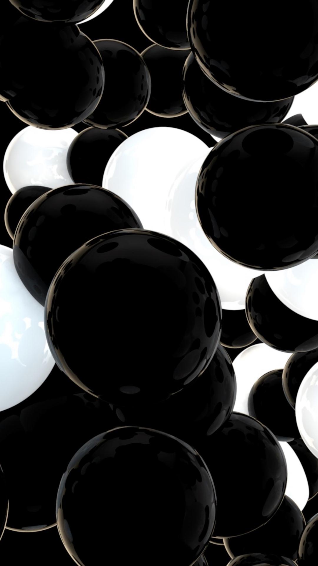 3D Black And White Balls 1080x1920 IPhone 8 7 6 6S Plus