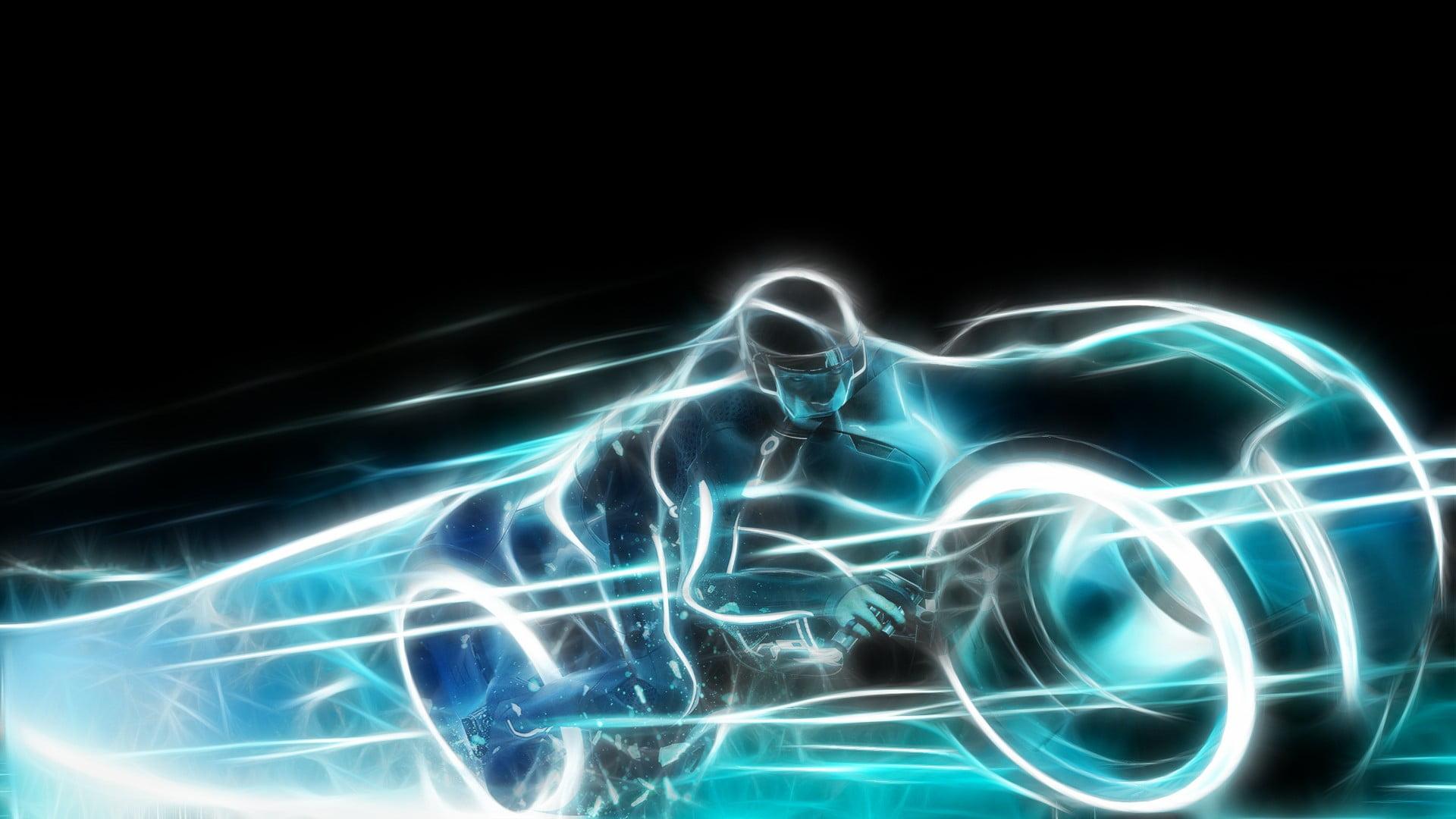Tron movie digital wallpaper, movies, Tron: Legacy, Light Cycle, Fractalius HD wallpaper