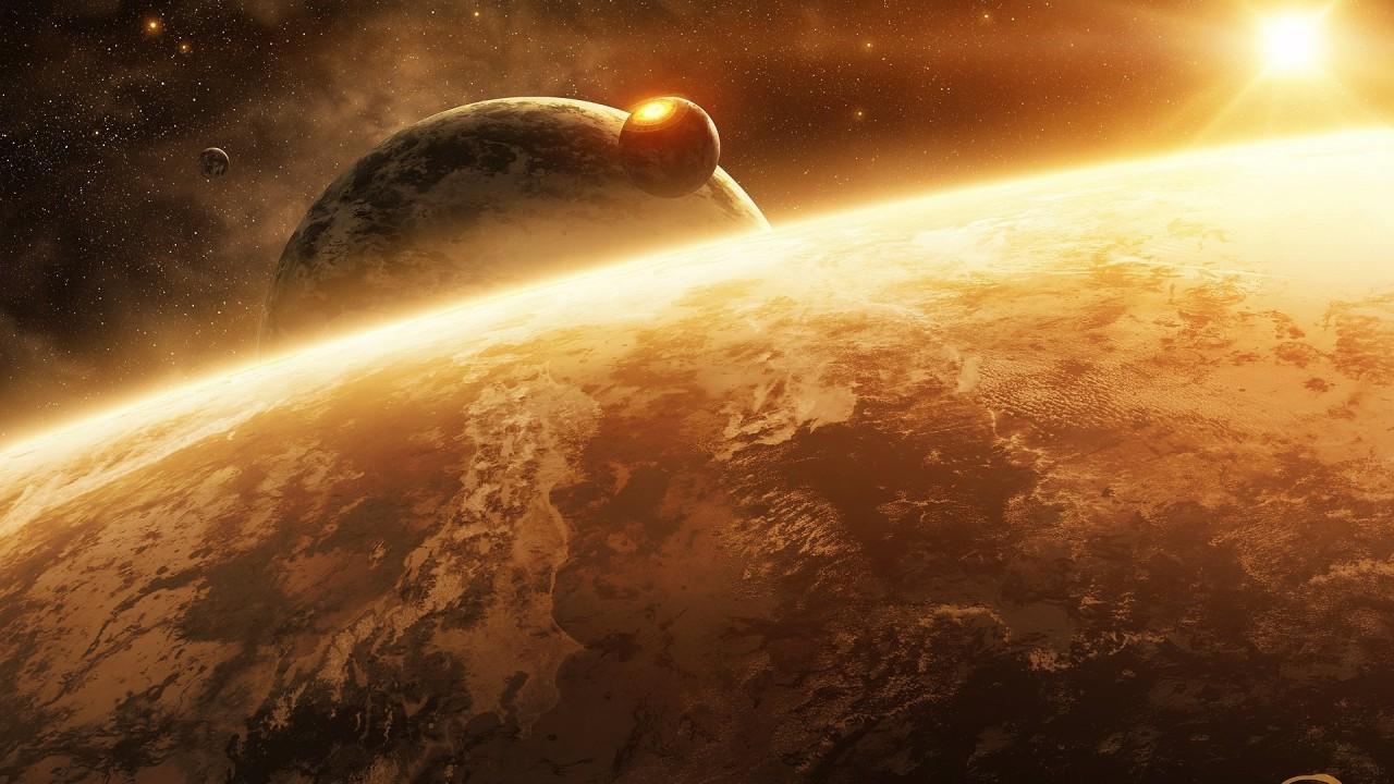 Download 1280x720 Planets, Stars, Golden Color, Atmosphere