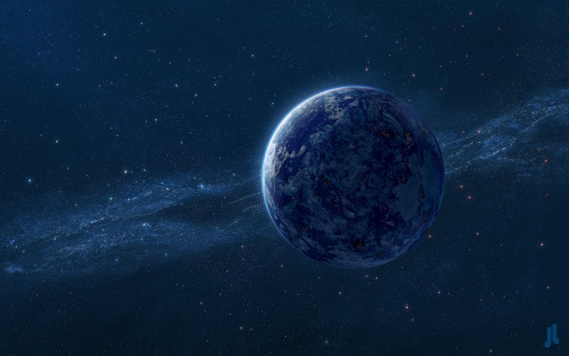 Wallpaper Blue planet, Space dust, HD, Space