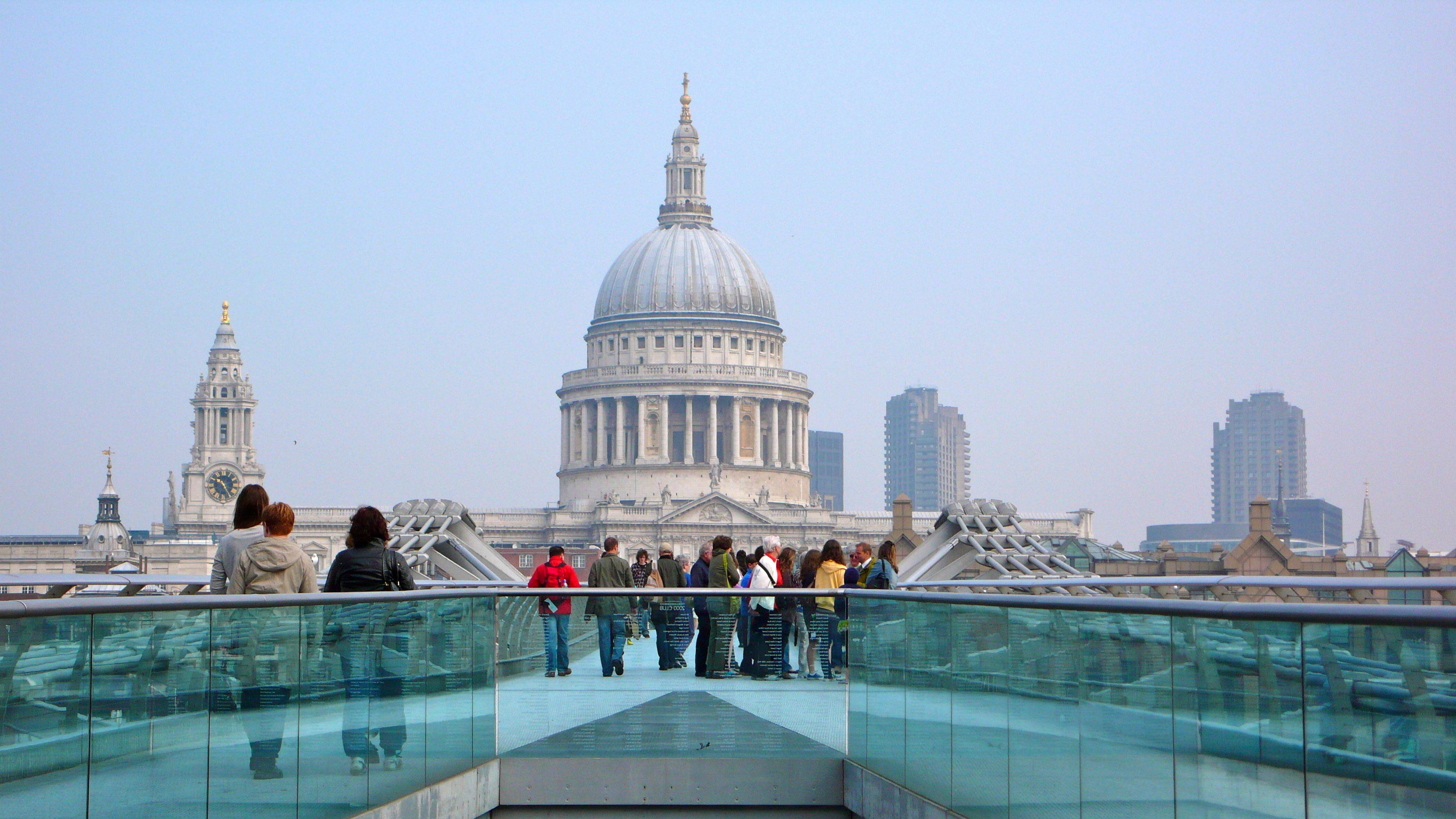 St. Pauls cathedral London. From the Millenium bridge