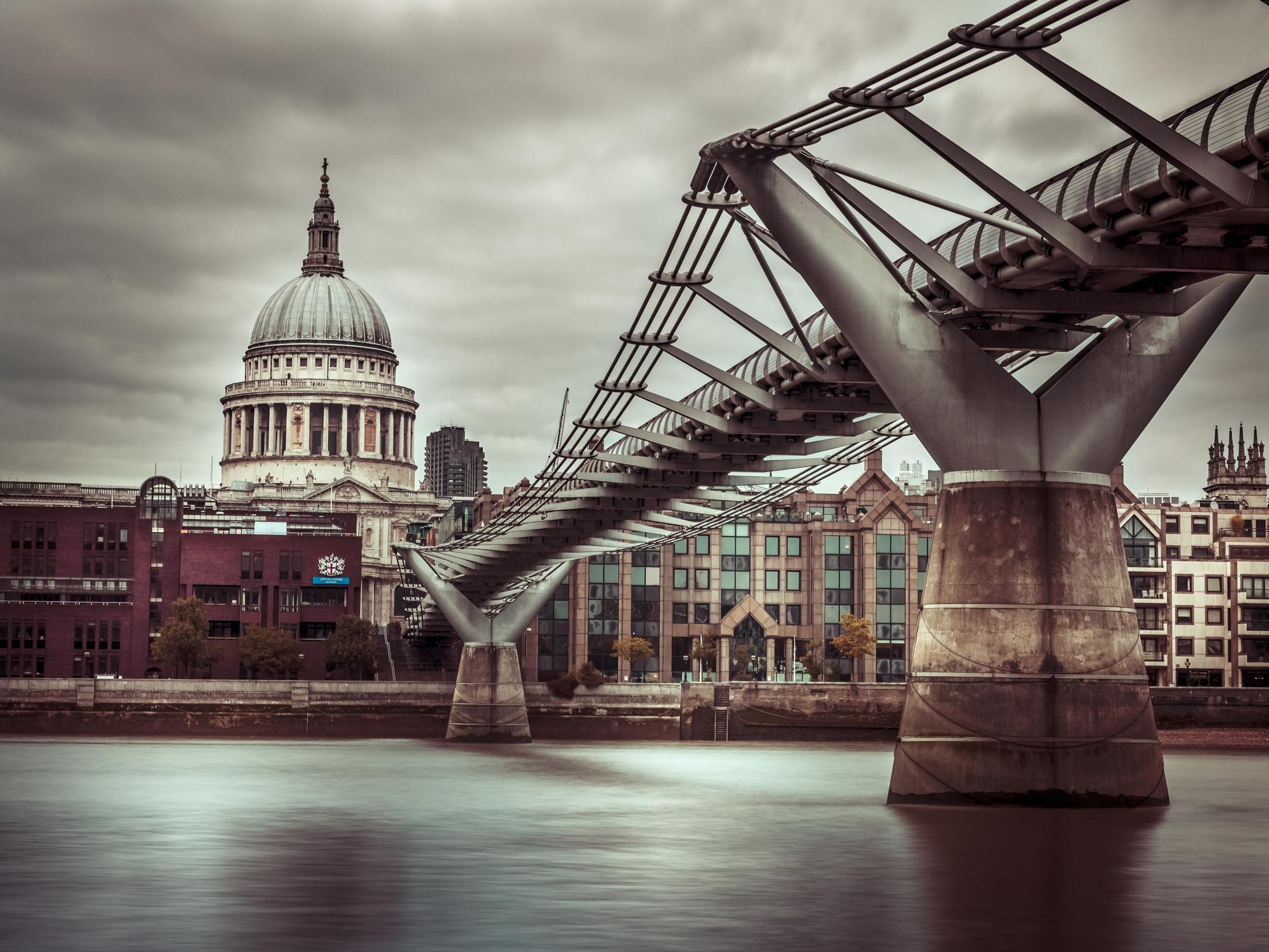 View of St Paul's Cathedral and Millennium Bridge