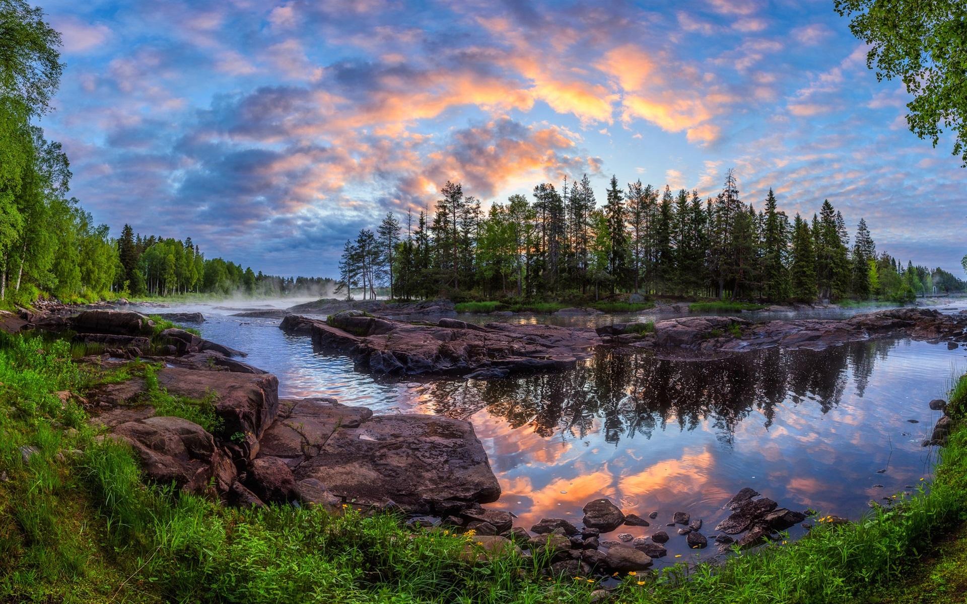 Wallpaper Kiiminki, Finland, trees, river, beautiful nature