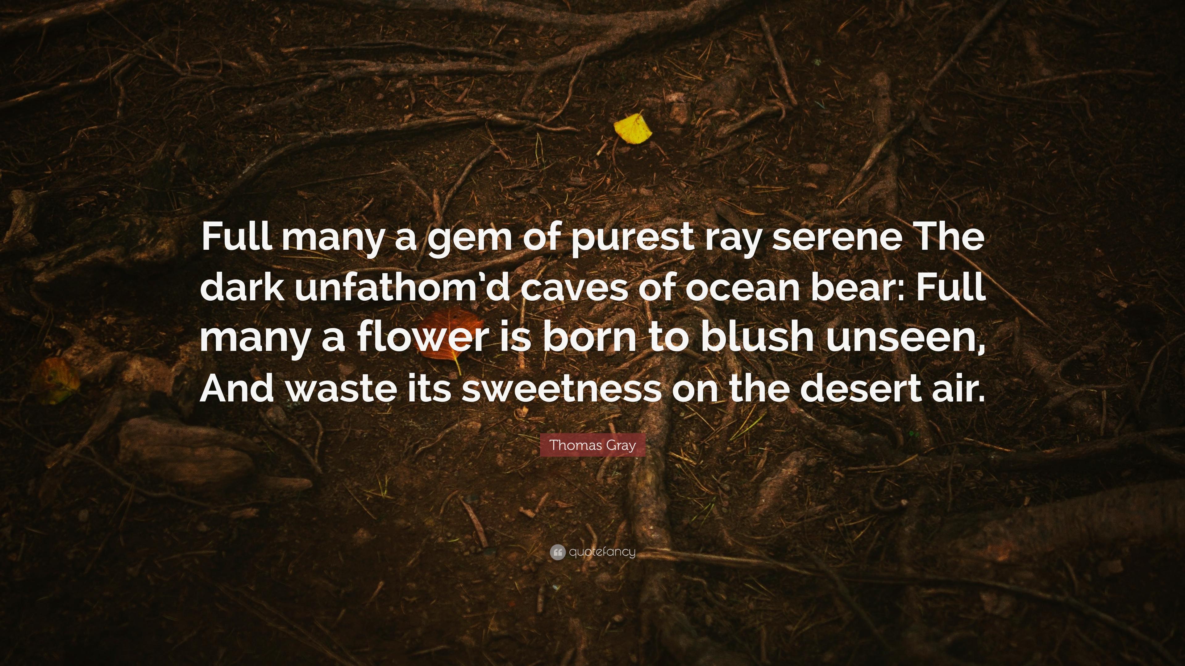 Thomas Gray Quote: “Full many a gem of purest ray serene