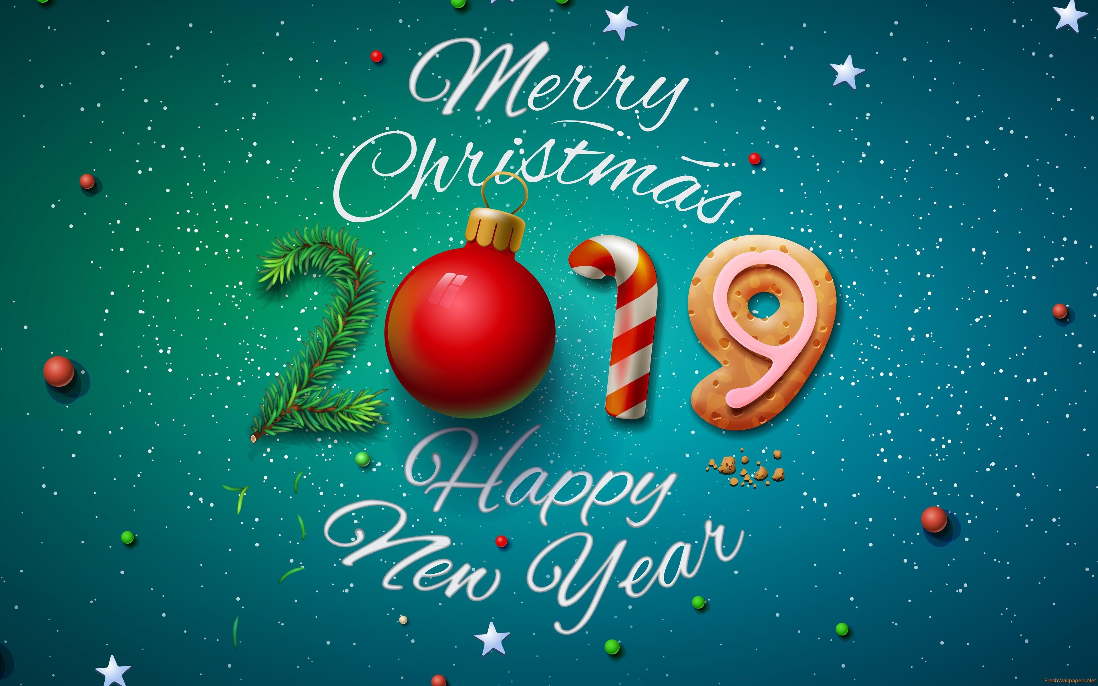 Merry Christmas 2019 Happy New Year wallpaper