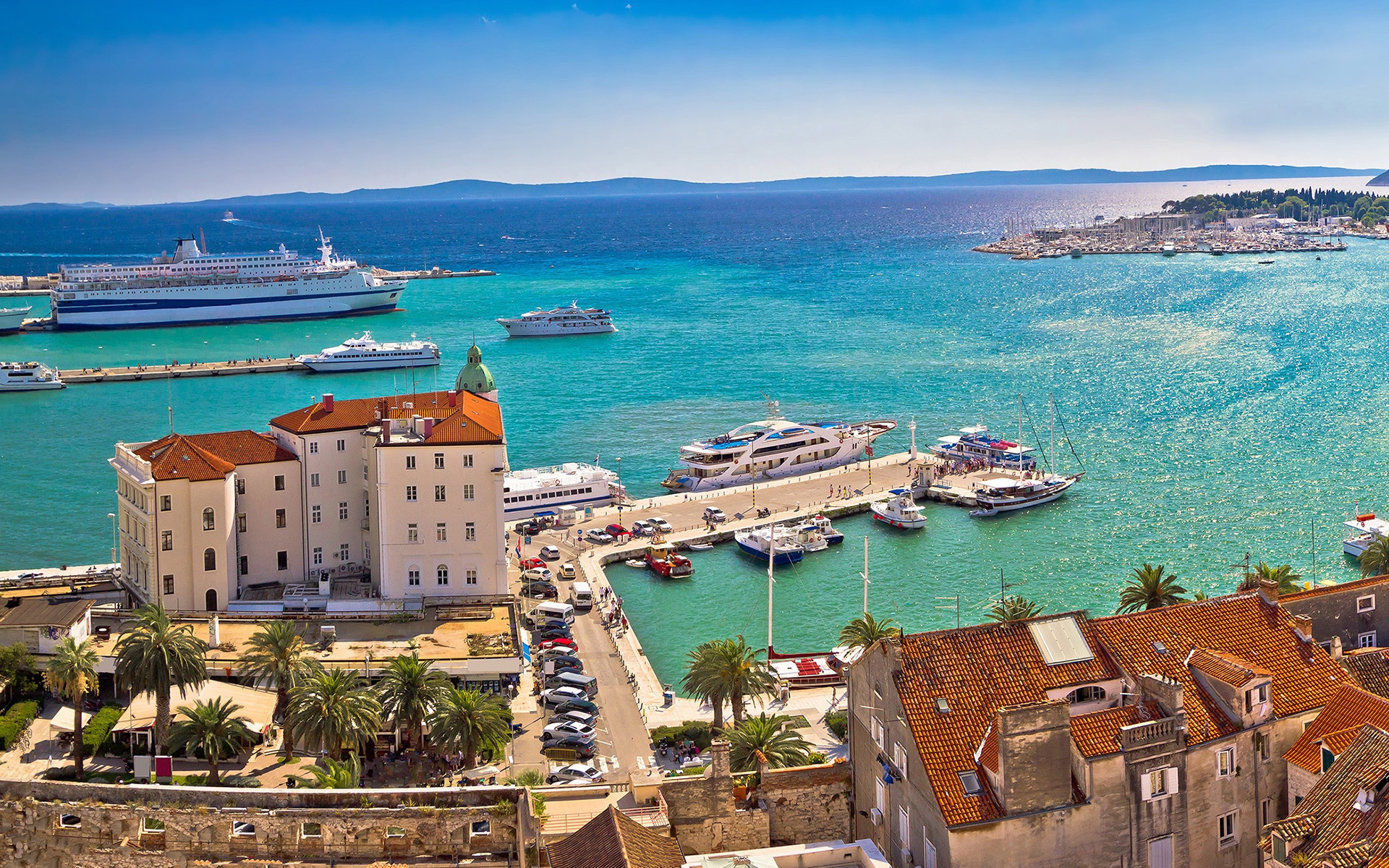 Download wallpaper Split, Adriatic Sea, summer, port