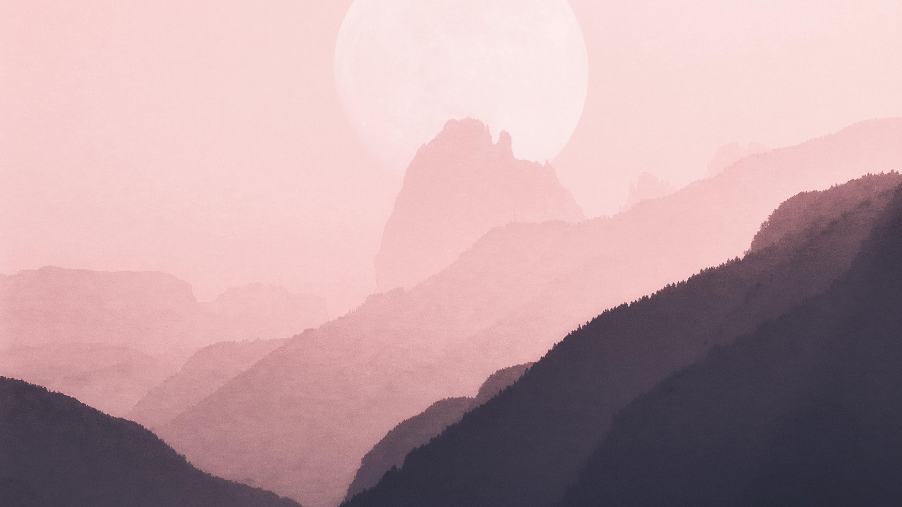 Pink Sky Mountains Wallpapers