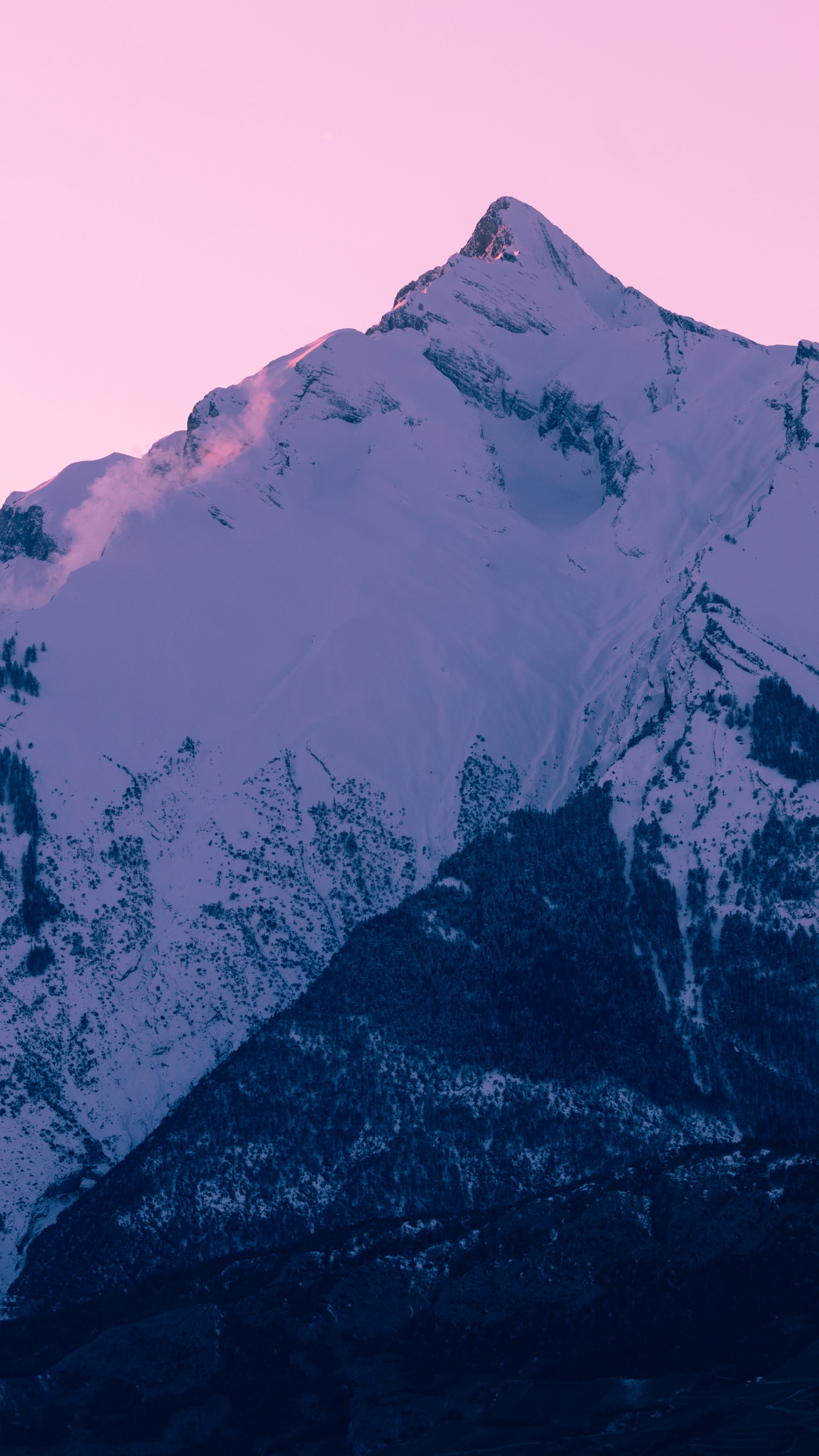 Download wallpaper 1440x2560 mountain, peak, snow, winter