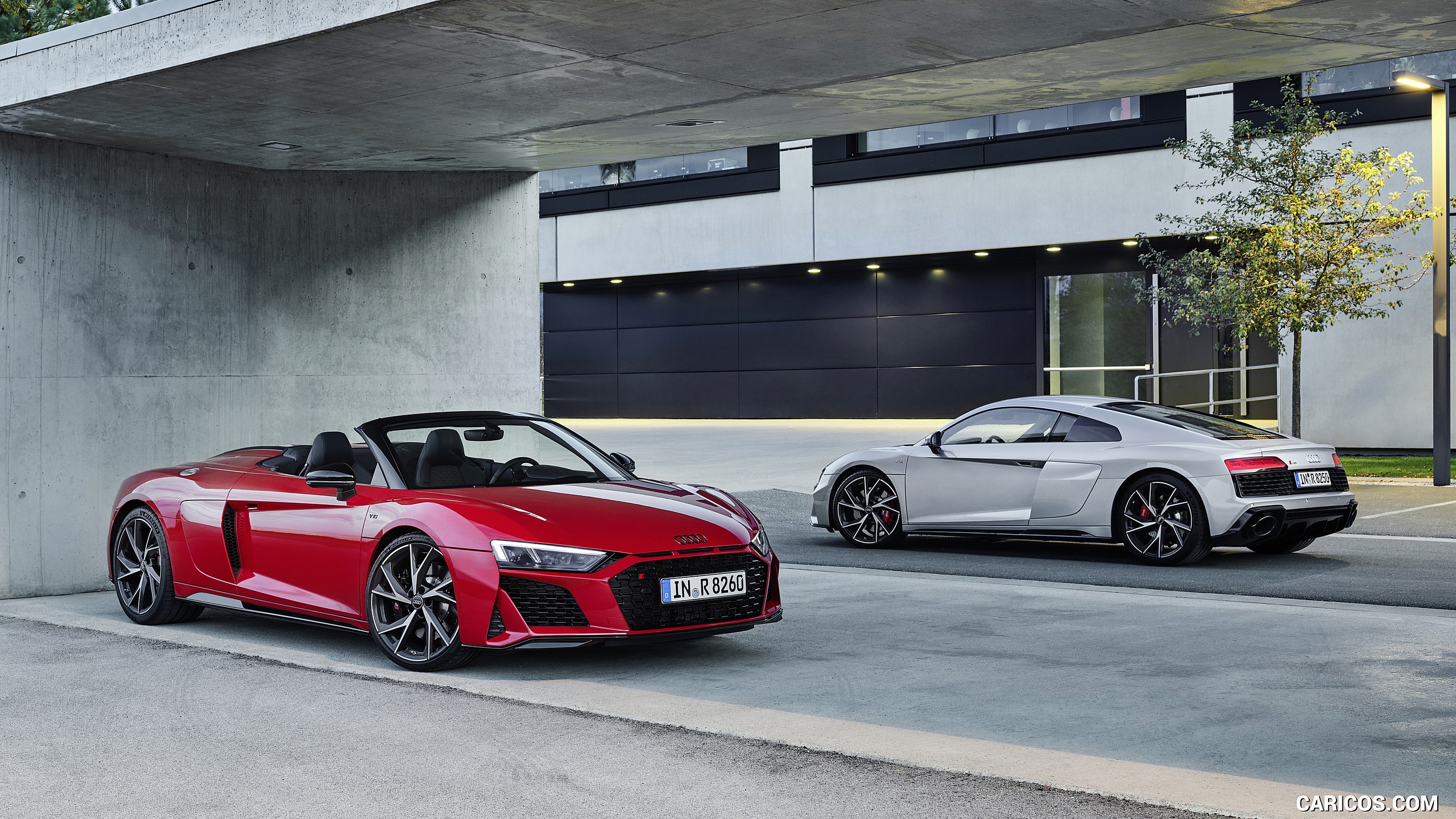 Audi R8 V10 RWD Coupe and Spyder. HD Wallpaper