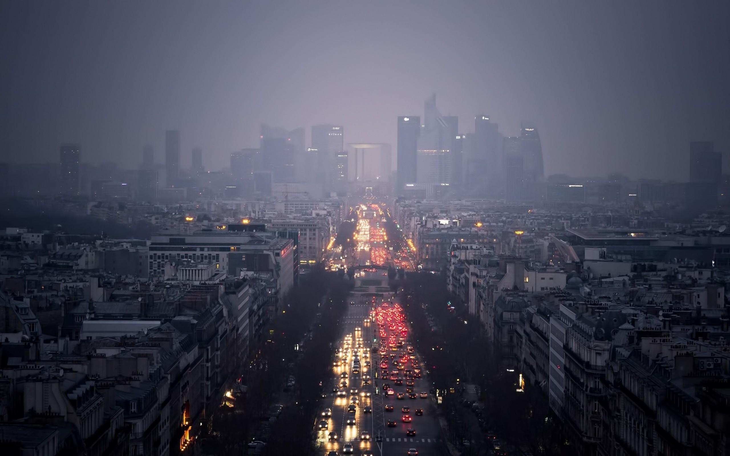 Download 2560x1600 France, Paris, Foggy, Buildings