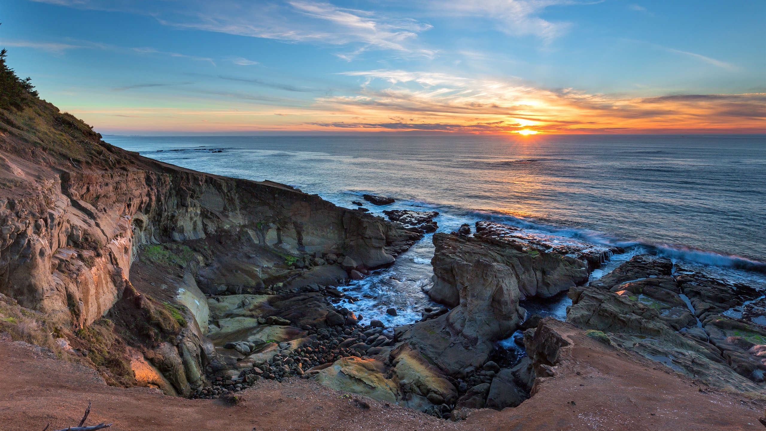 Sea, ocean, sunrise, dawn, Oregon Coast, USA 1080x1920