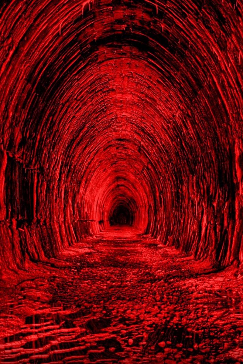 Download wallpaper 800x1200 tunnel, red, black, light iphone