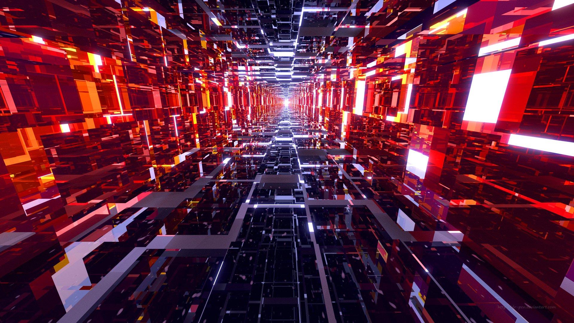 Black and Red Mirrored Tunnel HD Wallpaper. Background