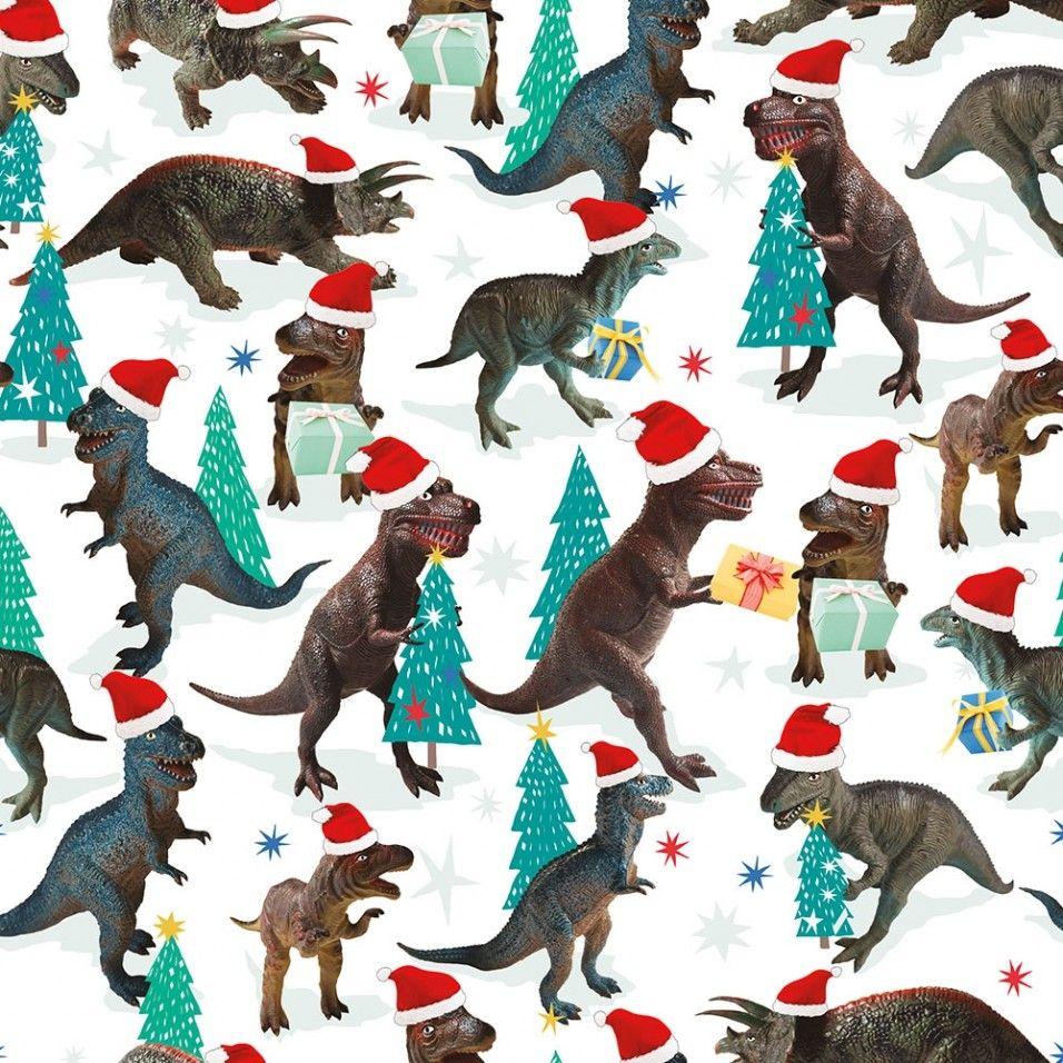 Dinos Christmas roll wrapping paper. Charity christmas