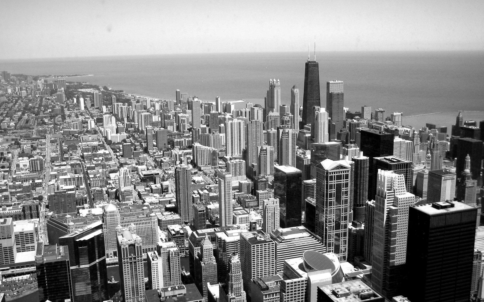 Chicago Sears Tower View Black And White Desktop Wallpaper