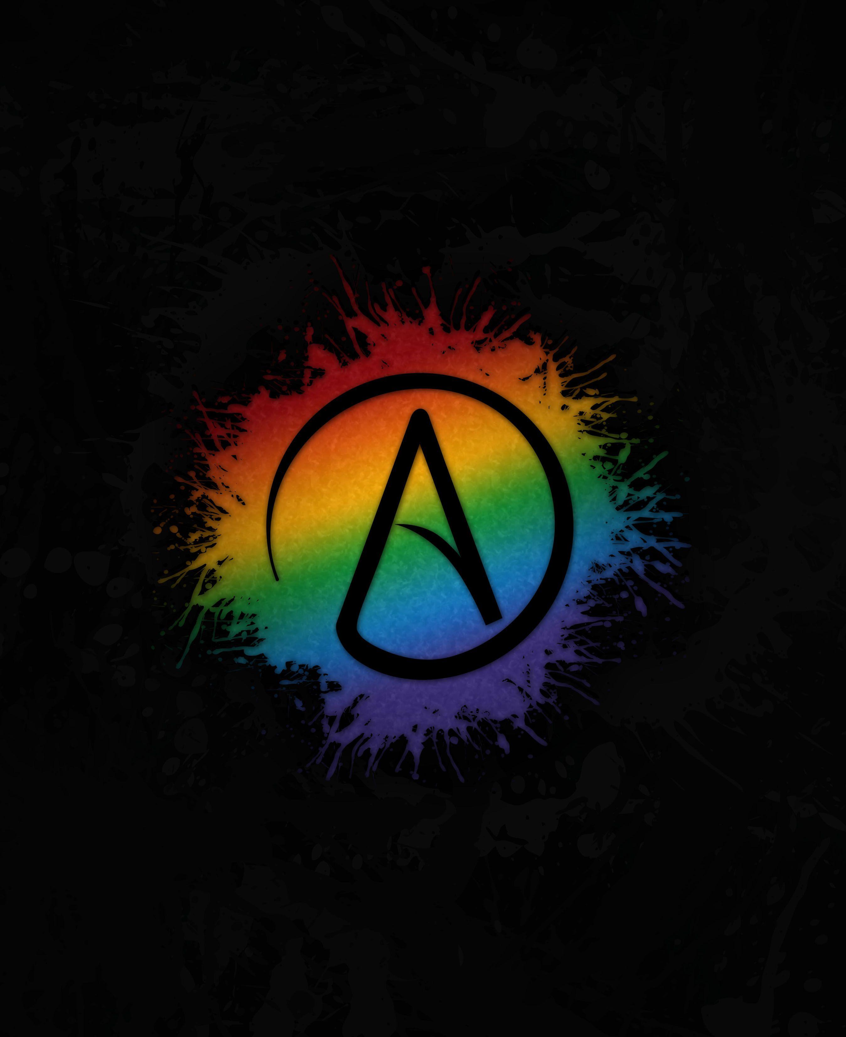Rainbow Atheist Symbol Button. Atheist symbol, Atheist