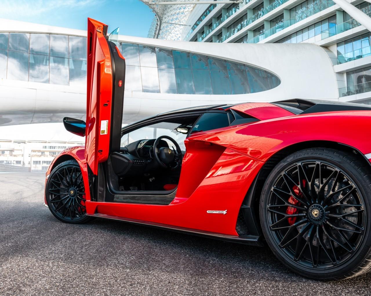 Download 1280x1024 Lamborghini Aventador S Roadster, Red