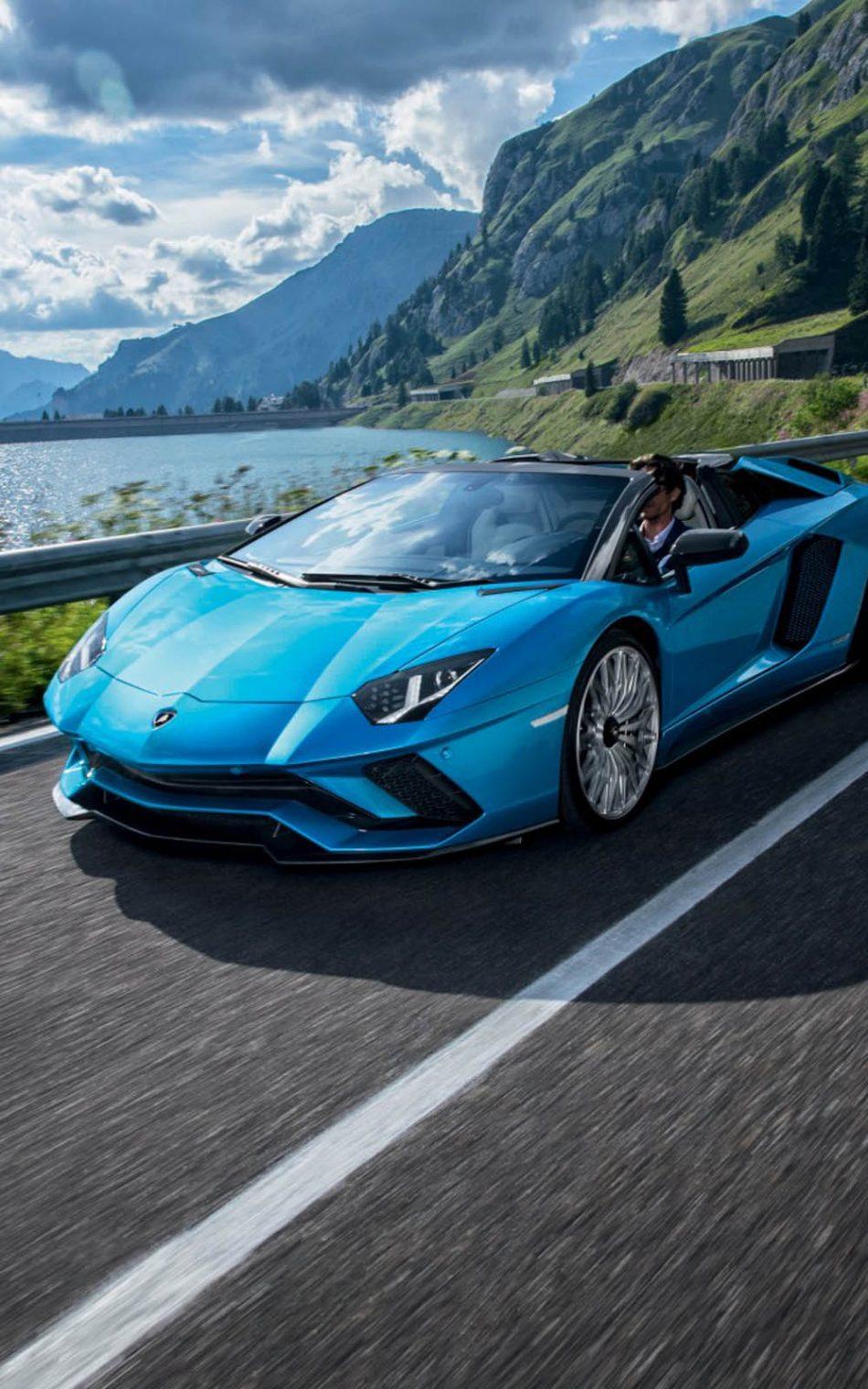 Download Blue Lamborghini Aventador S Roadster Free Pure 4K