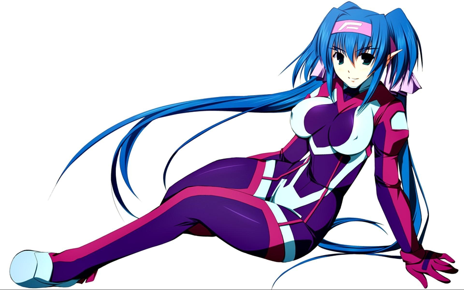 Pilot macross frontier blue hair bodysuit anime girls