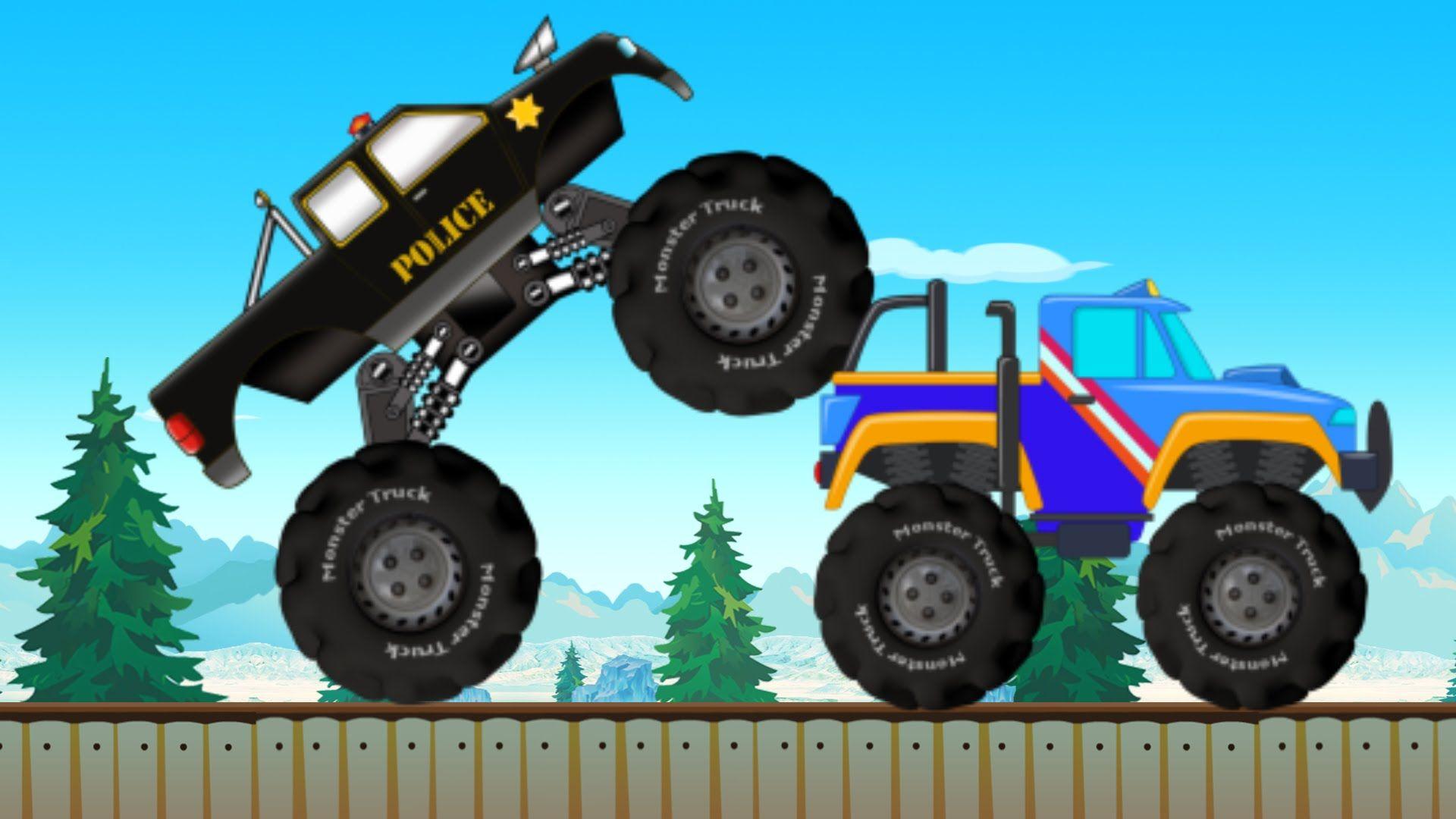 Monster Truck. Police Chase. Police Car. Monster trucks