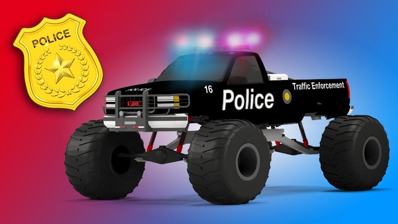 Police Monster TruckD Video for Kids. Educational Video
