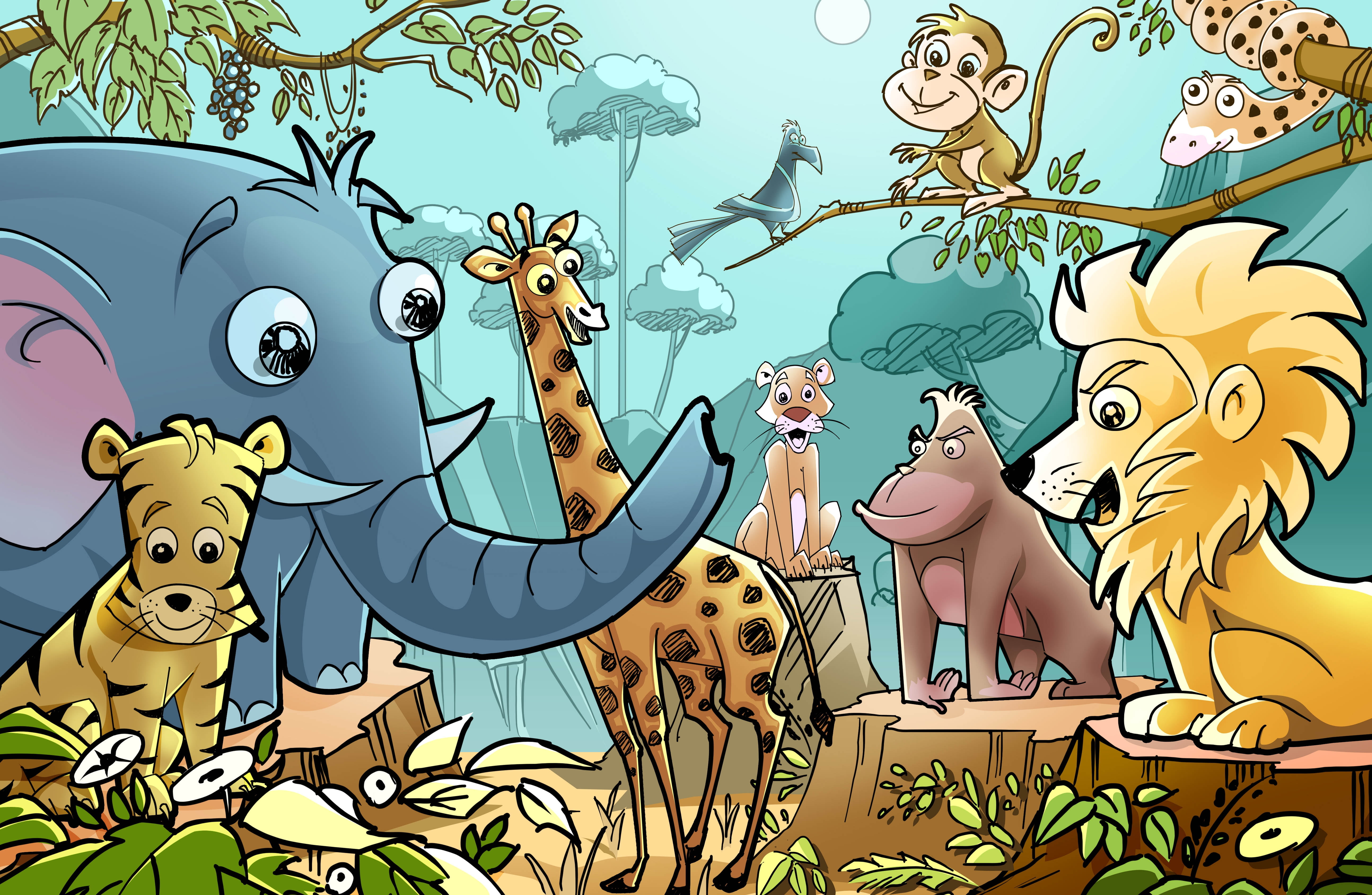 Animated jungle animals HD wallpaper