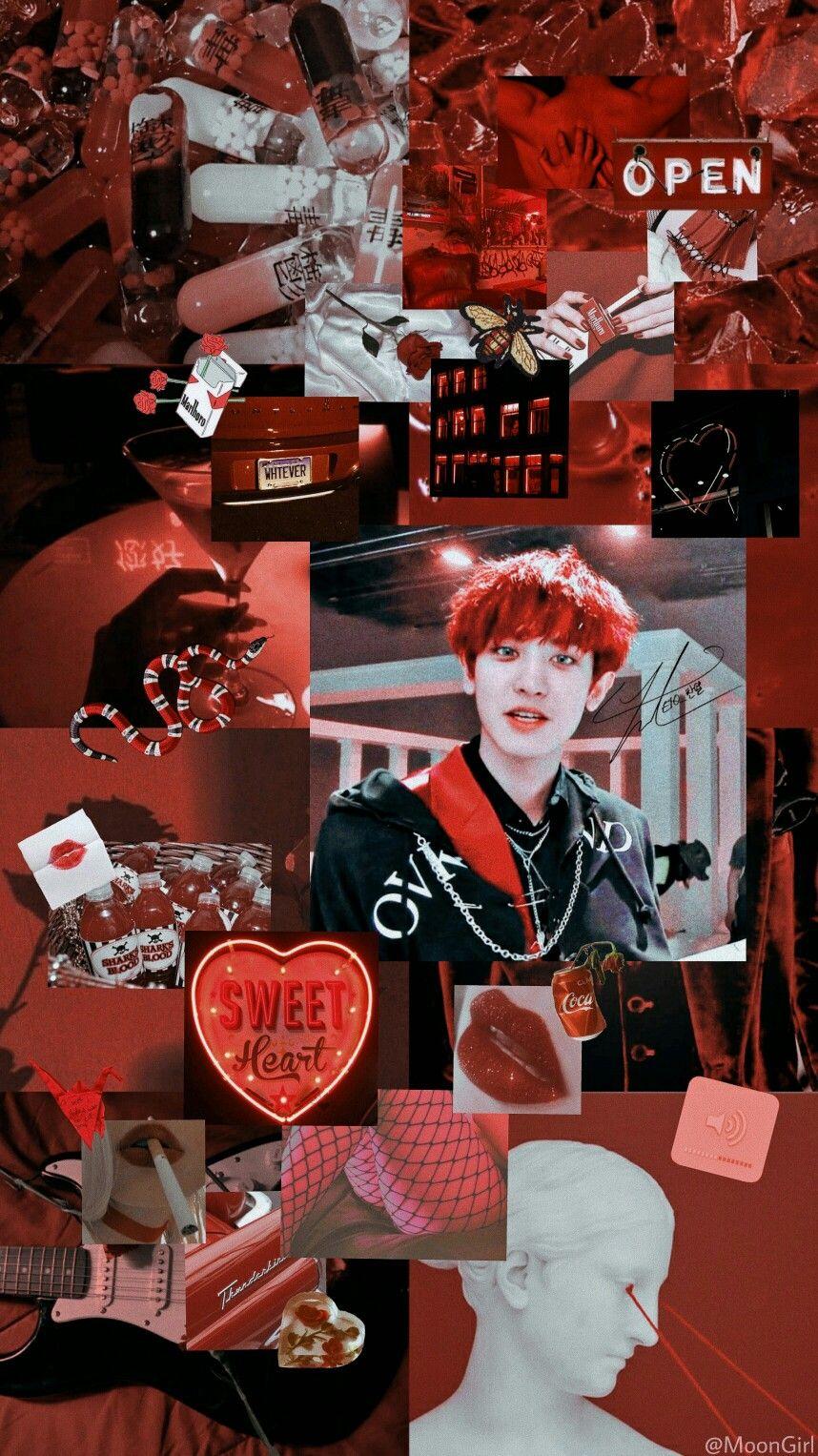 chanyeol #exo #kpopedits #kpopicons #exoedits #EXOwallpaper #wallpaper # red #aesthetic. Chanyeol, Exo, Foto chanyeol exo