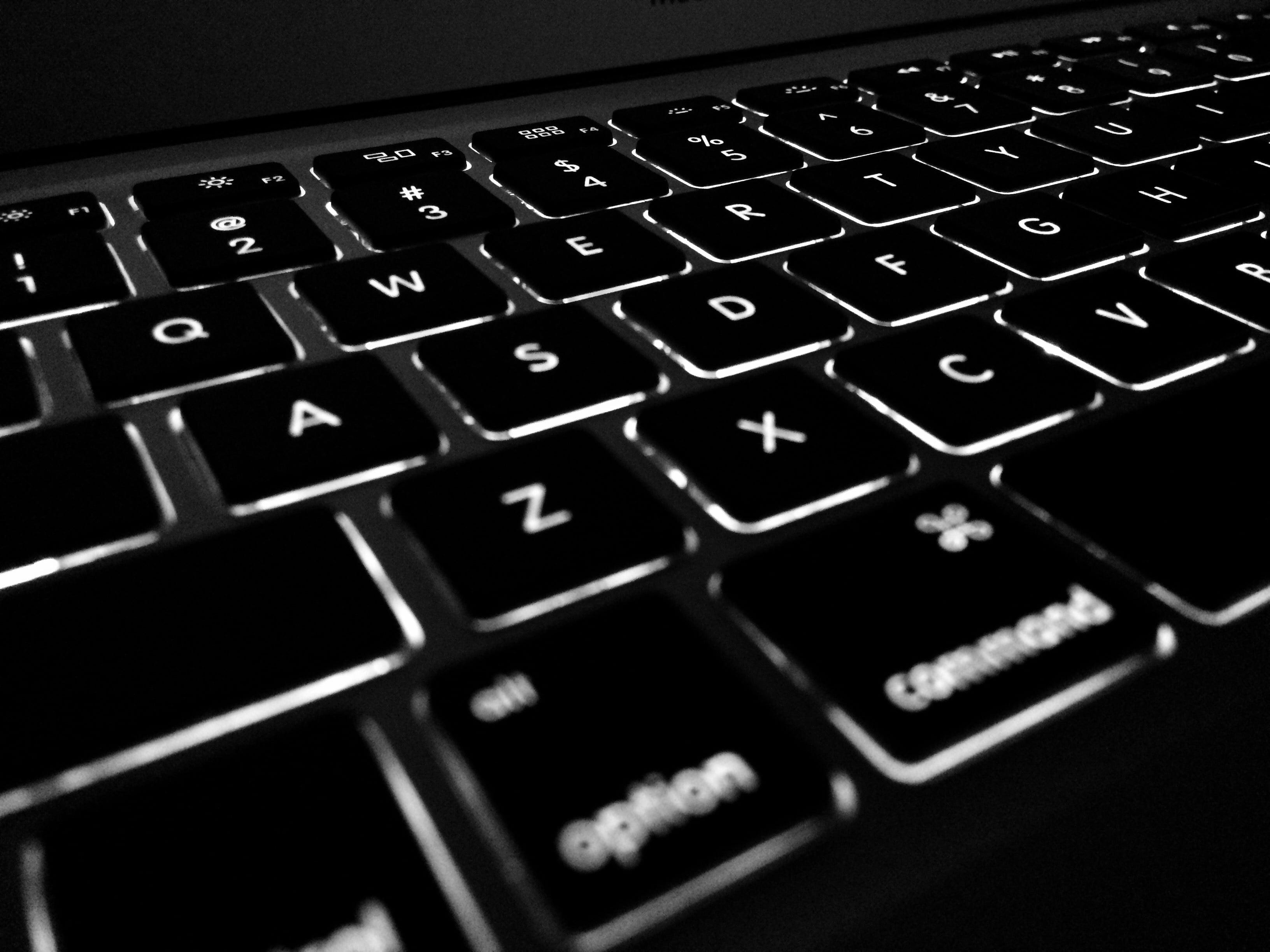 Black LED laptop keyboard HD wallpaper