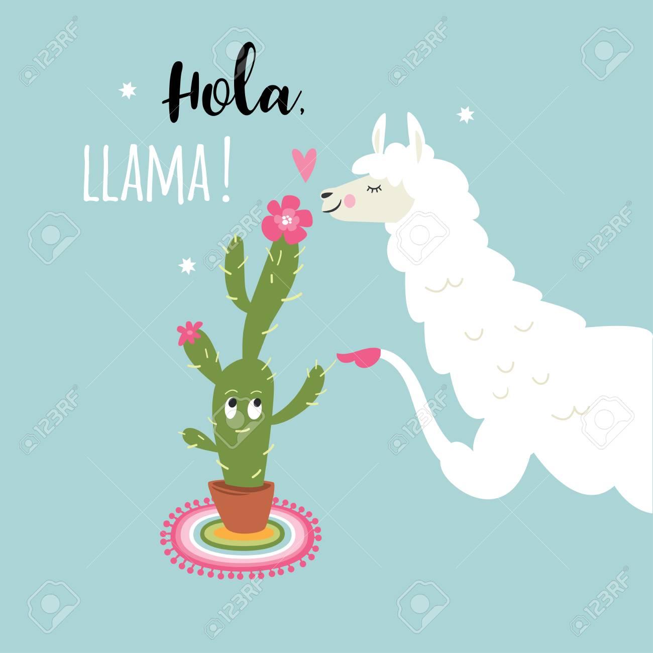 Free download Cute Llama Illustration On Blue Background Royalty