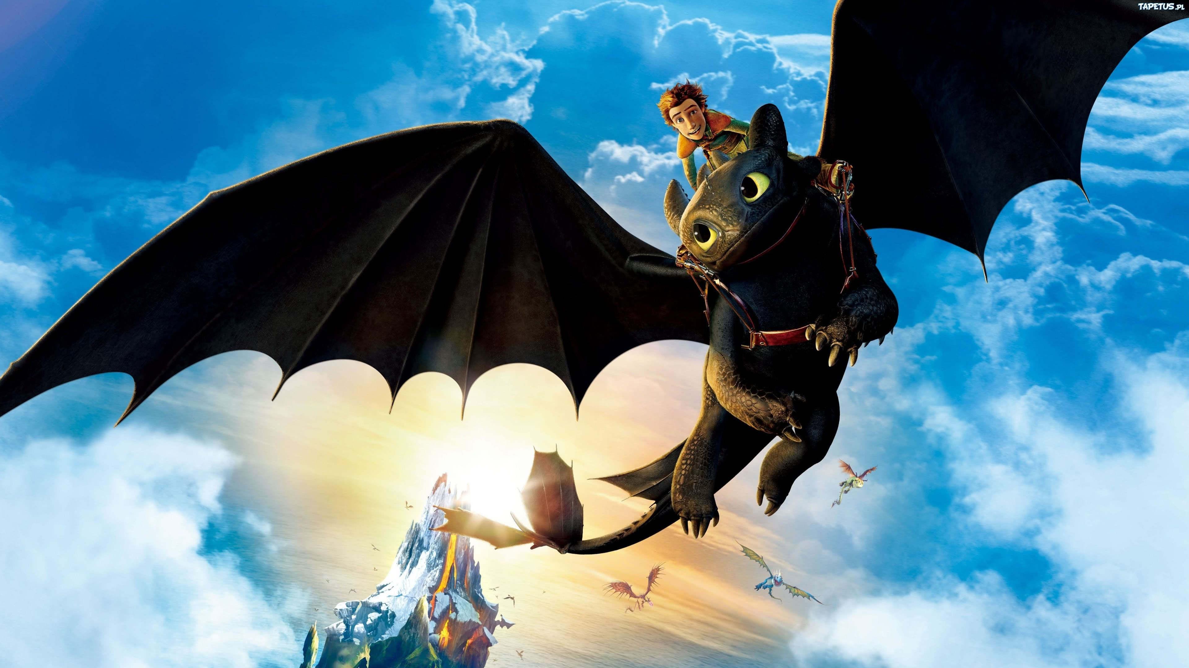 How to Train Your Dragon. Hiccup Riding Toothless UHD 4K
