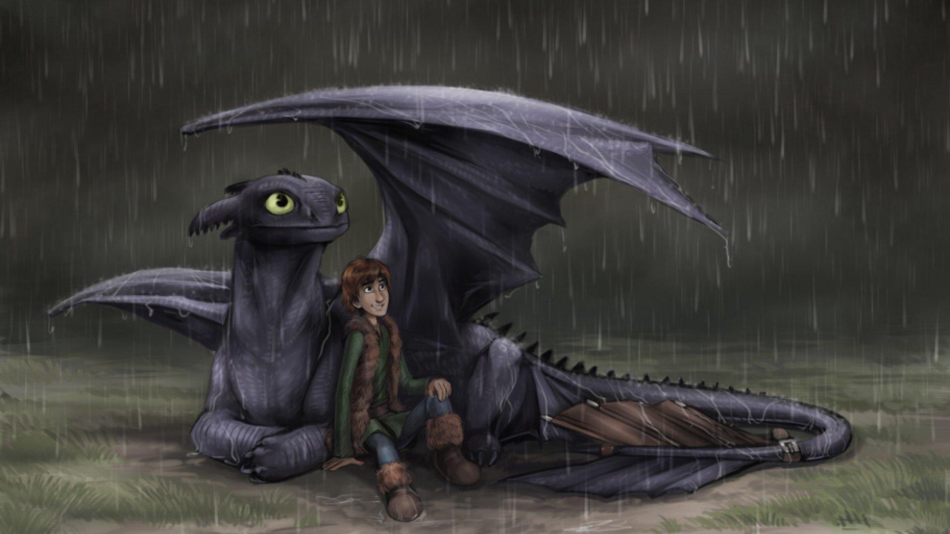 raining, Hiccup, And, Toothless Wallpaper HD / Desktop