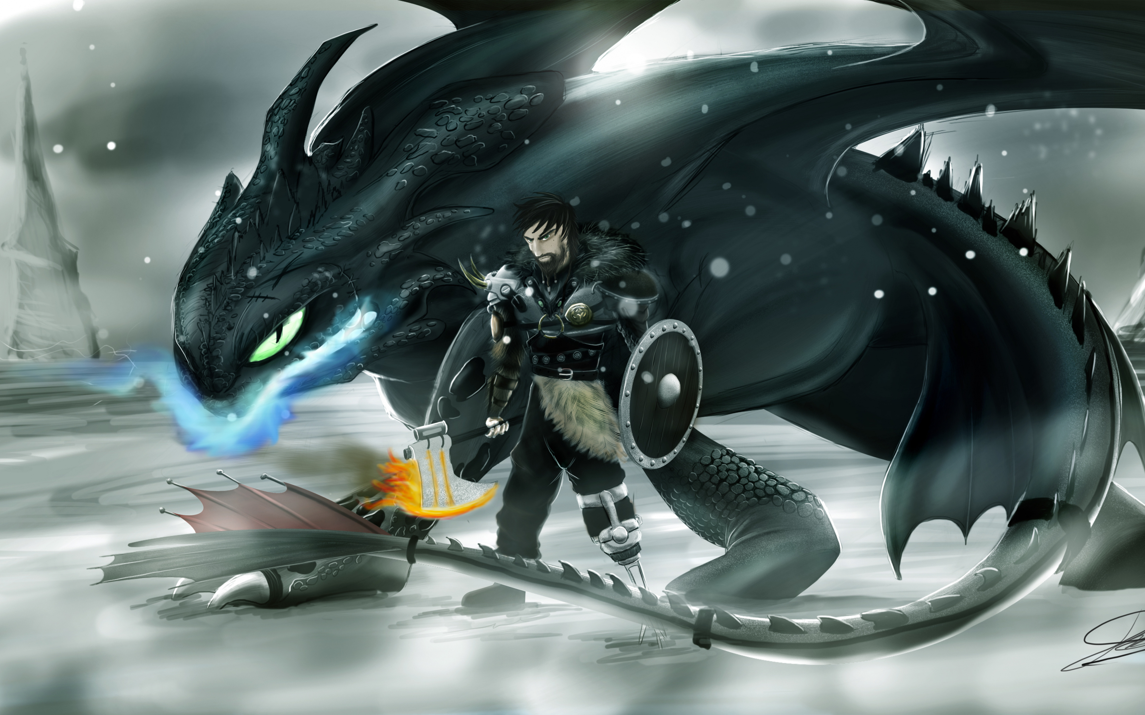 Download 3840x2400 wallpaper dragon, hiccup, how to train