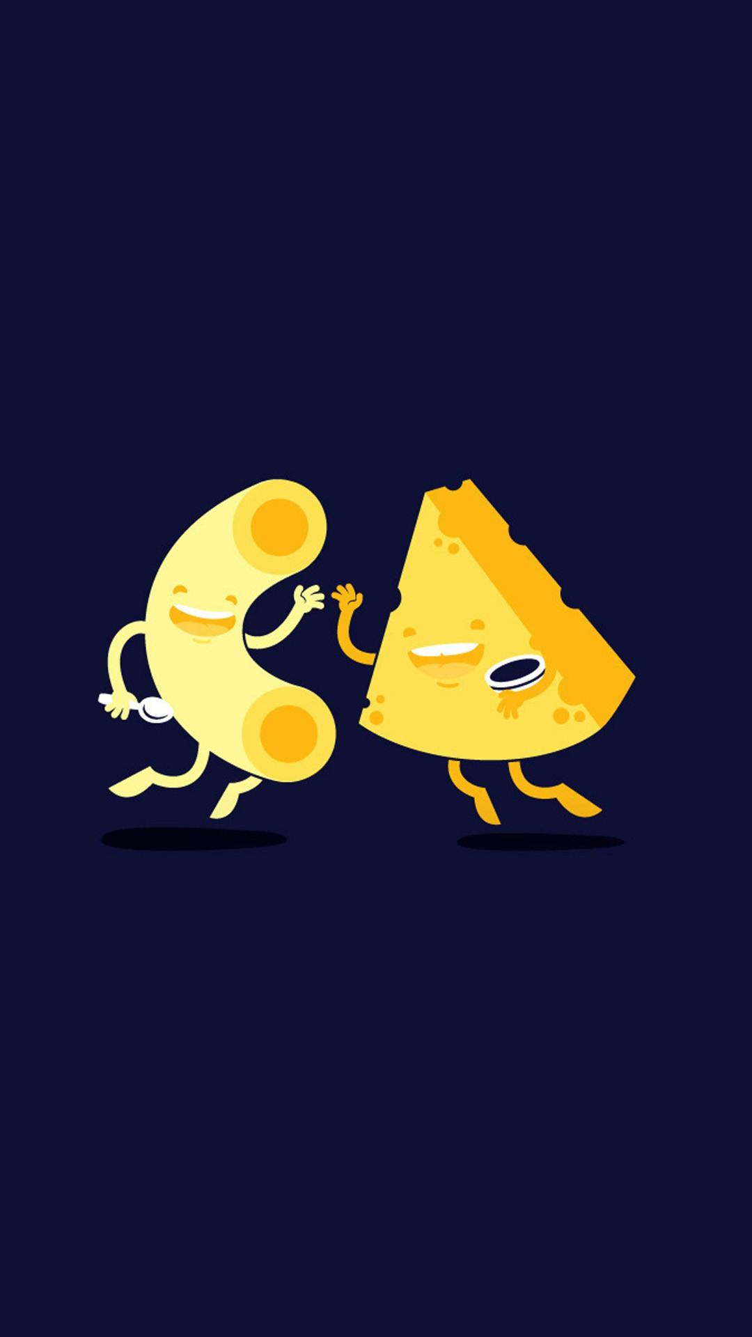 Cheese and macaroni cartoon iPhone 7 wallpaper 1080x1920