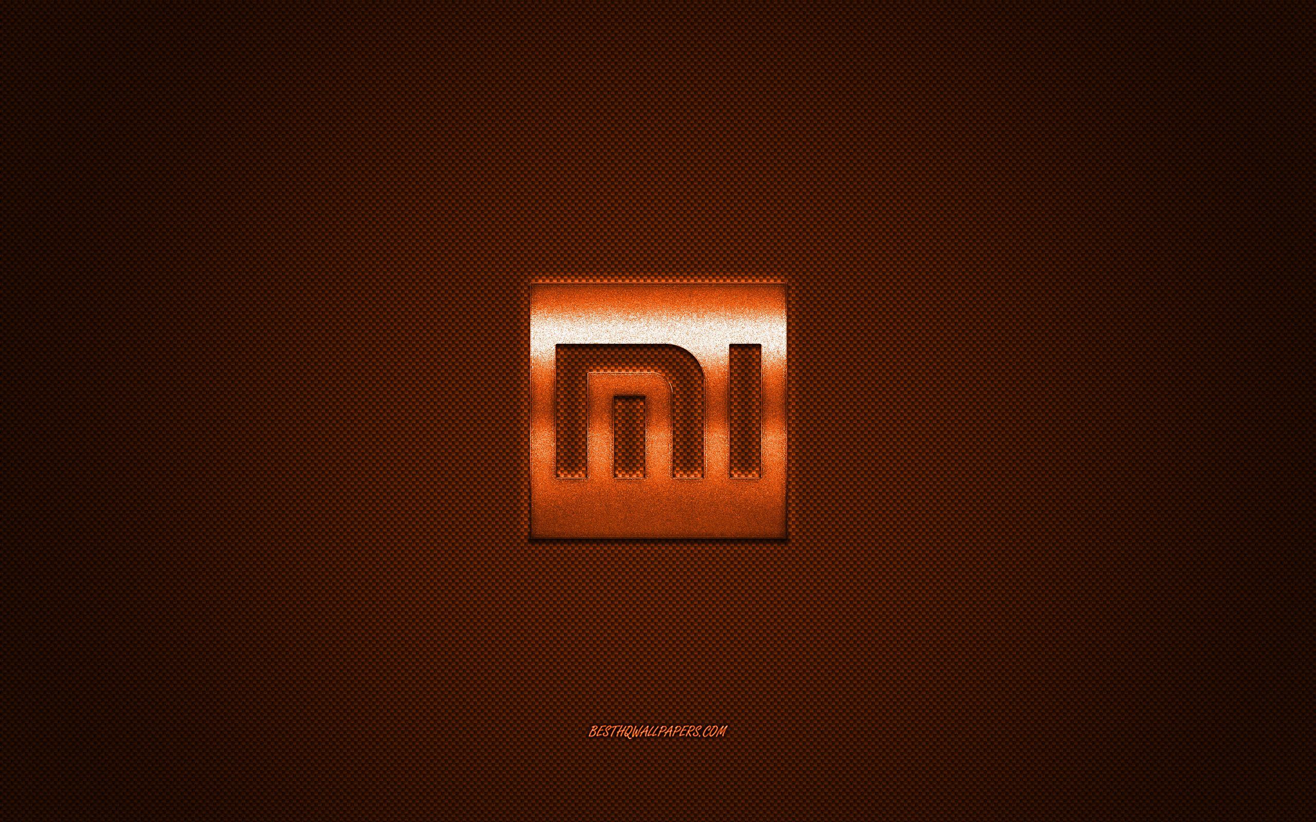 Download wallpaper Xiaomi logo, orange shiny logo, Xiaomi
