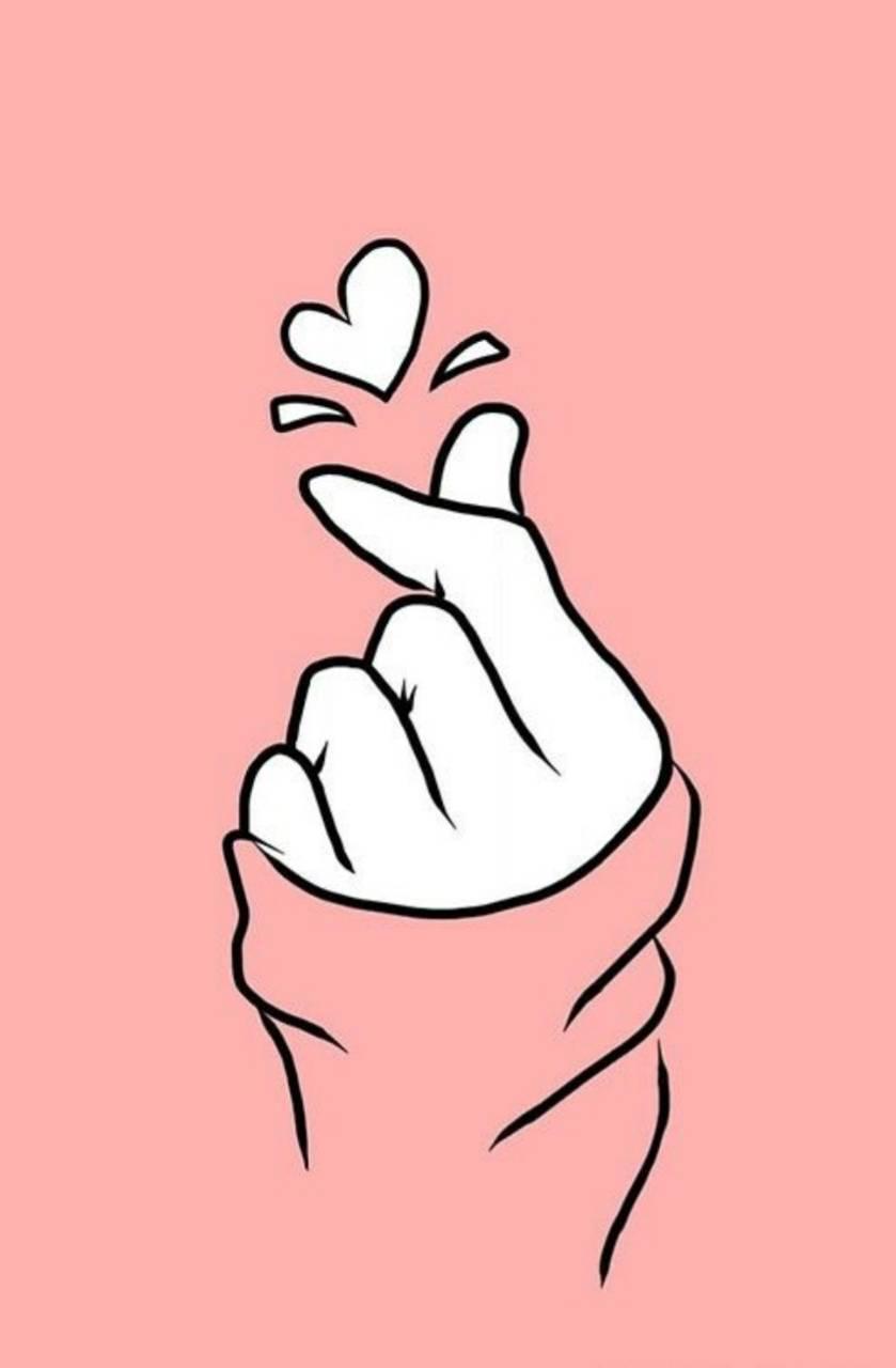 Pink Korean Heart Wallpaper