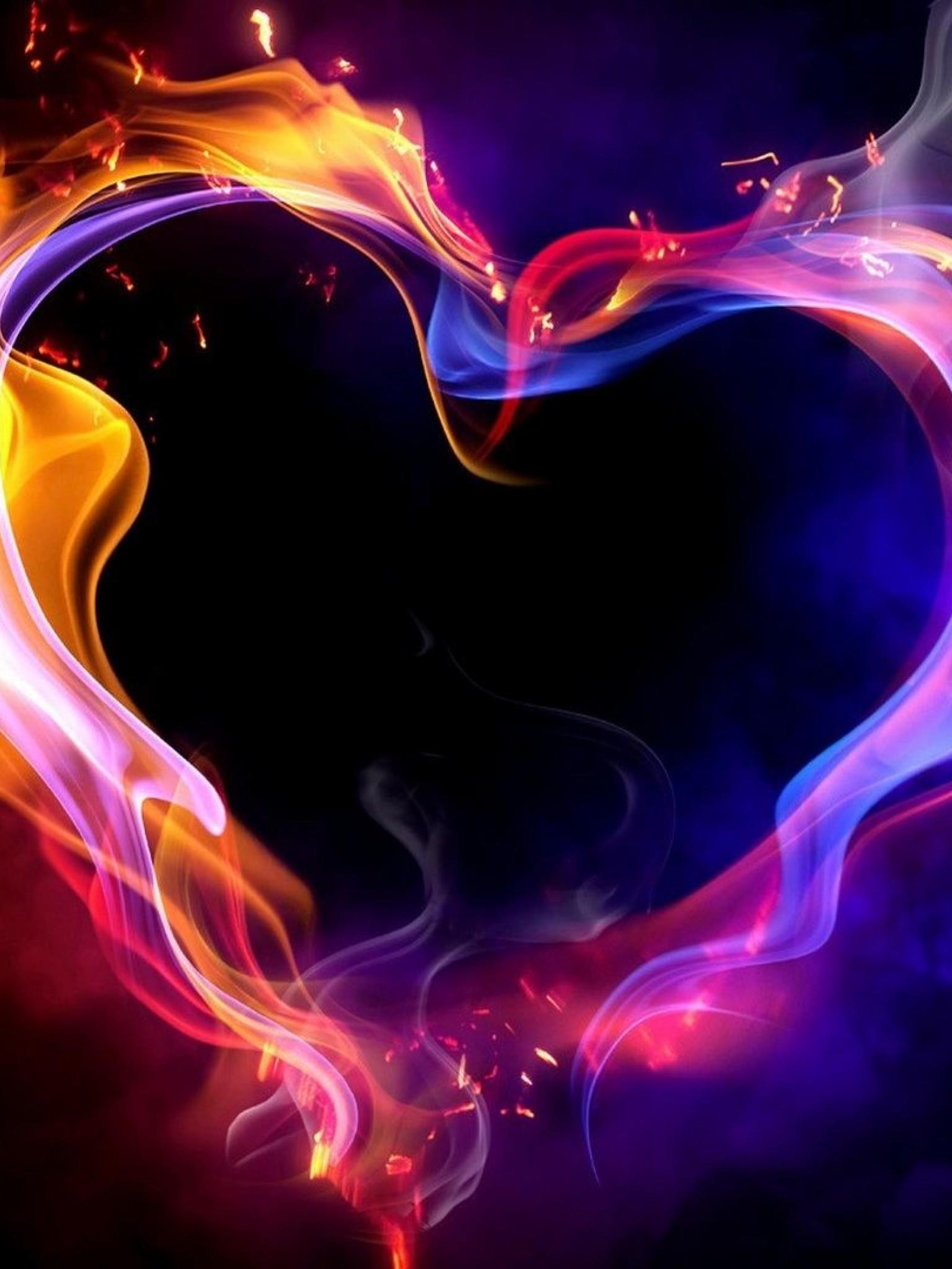 Burning Heart Colorful Wallpaper for Desktop and Mobiles