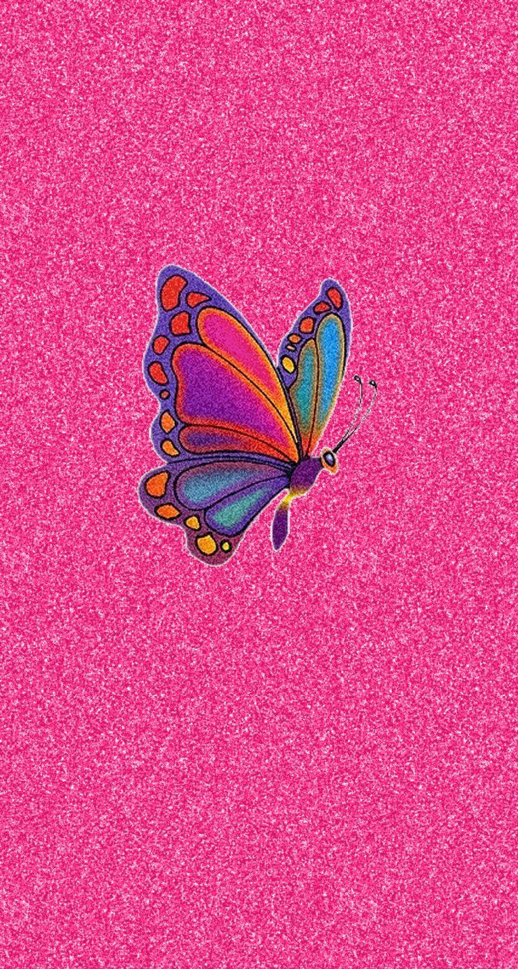 Pink Glitter Colorful Butterfly iPhone Wallpaper