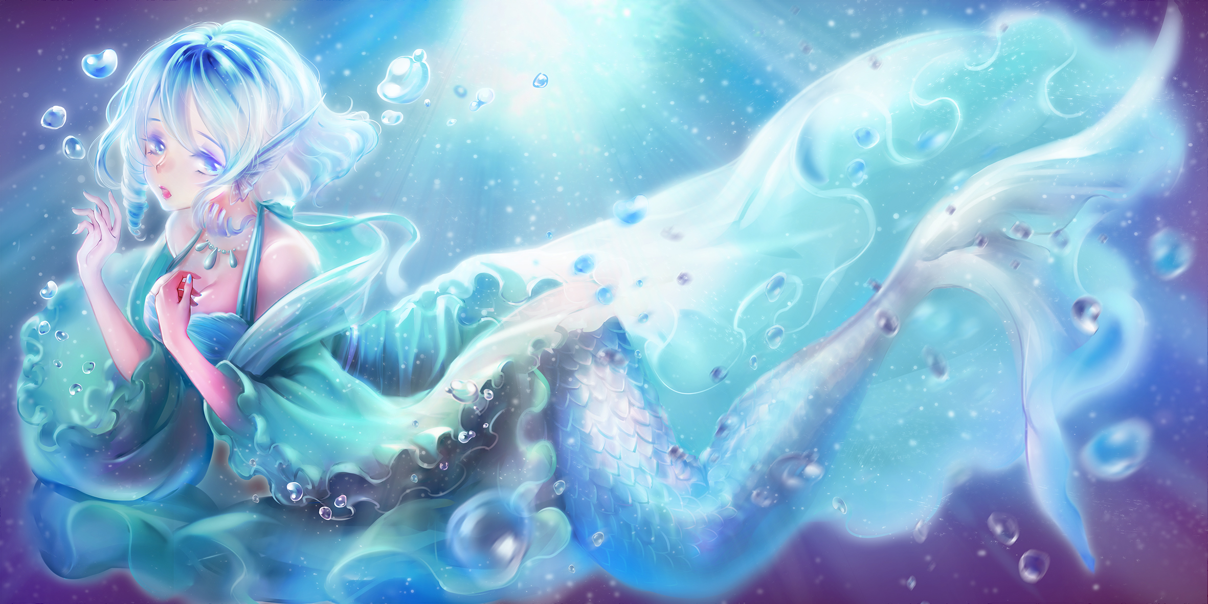 Mermaid HD Wallpaper Mermaid With Blue Hair, HD