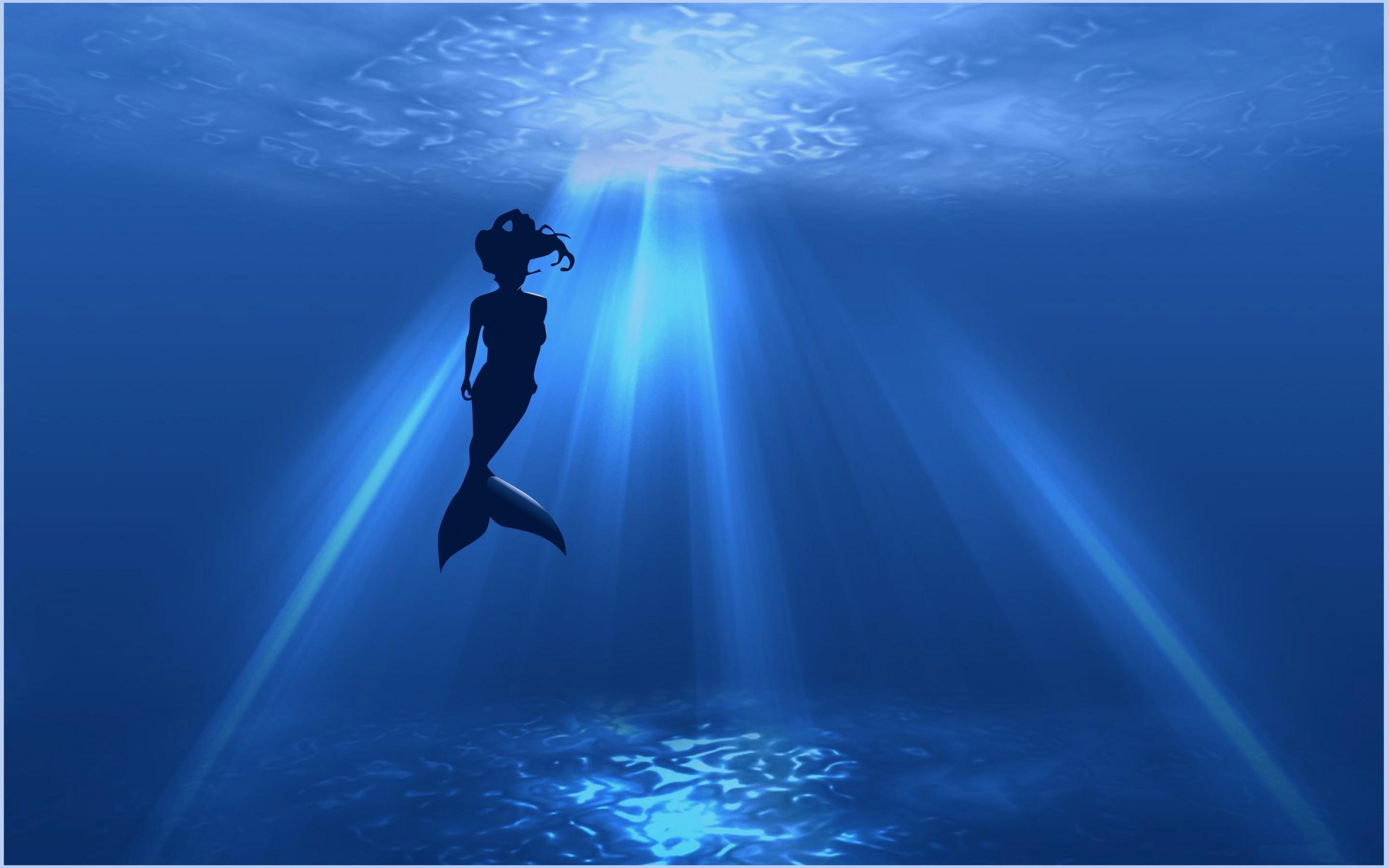 Abstract Mermaid Wallpaper Silhouette In Ocean, HD