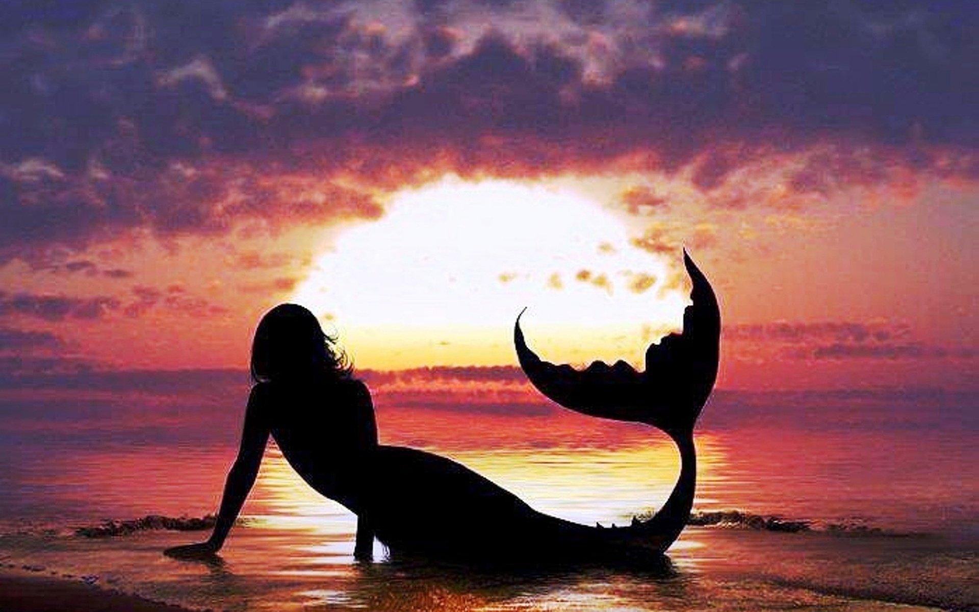 mermaid, Sea, Ocean, Sunset Wallpaper HD / Desktop