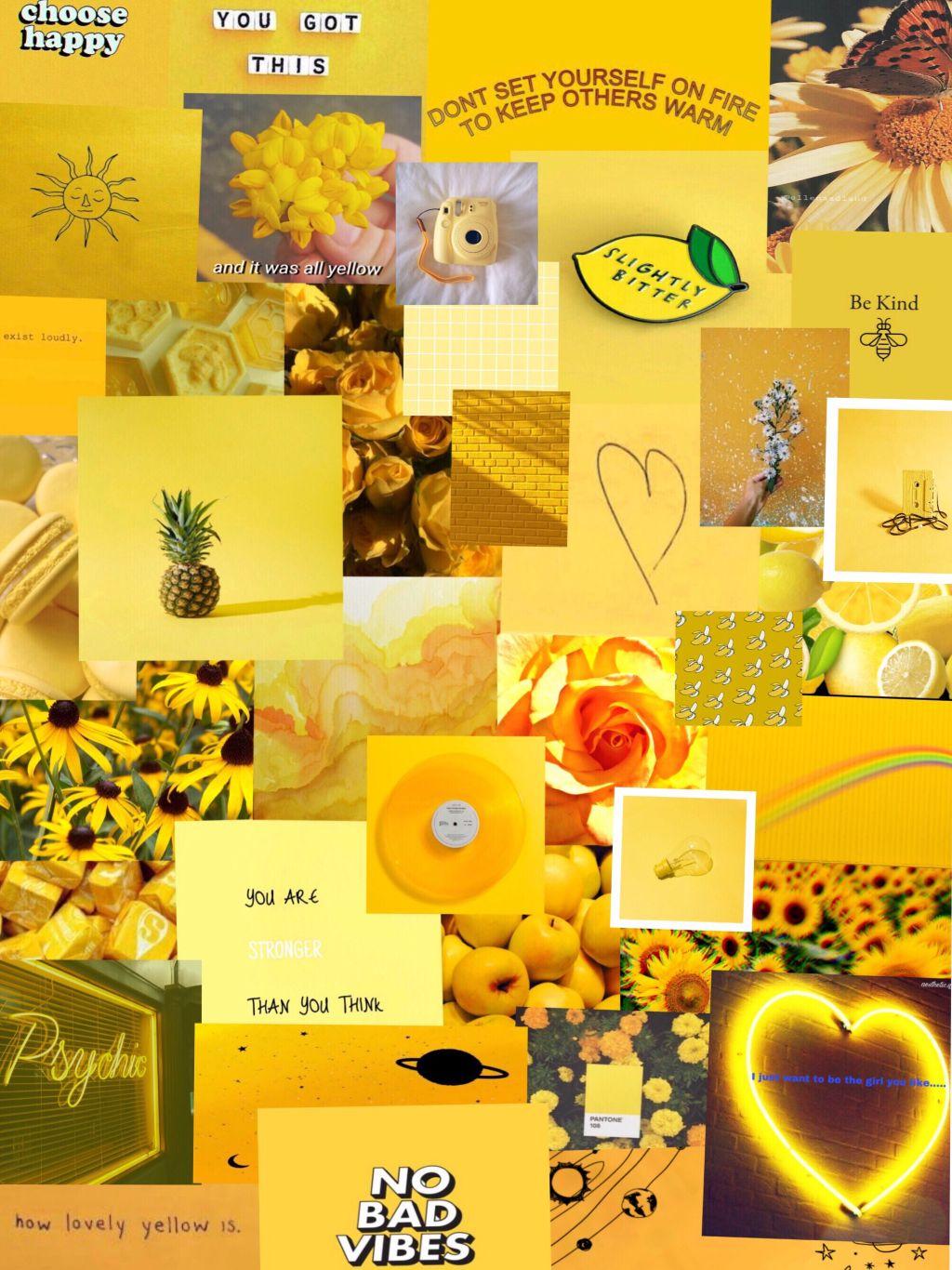 Yellow Aesthetic Wallpaper Collage, HD Wallpaper