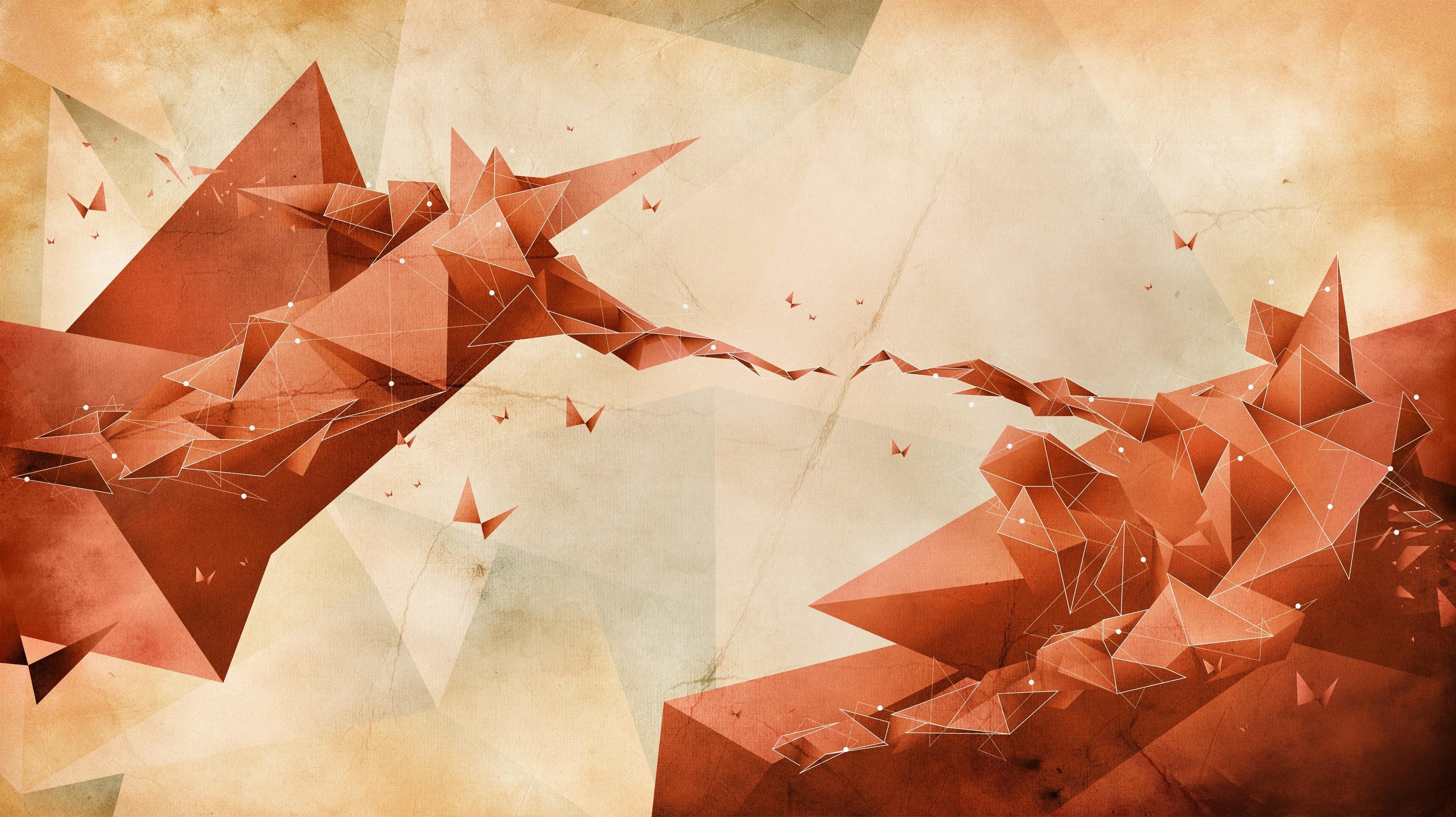 geometry red low poly the creation of adam wallpaper