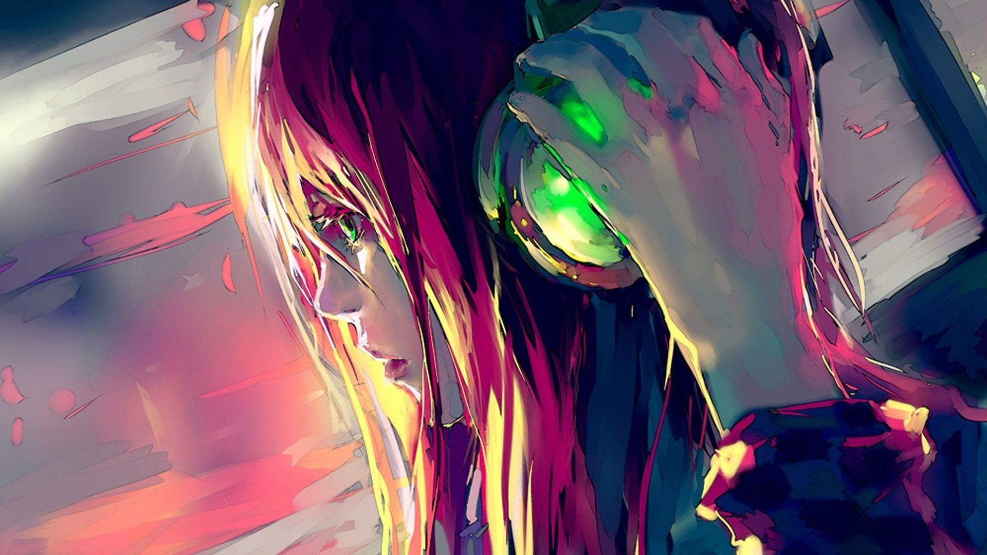 Anime Girl with Headphones Wallpaper Free Anime Girl