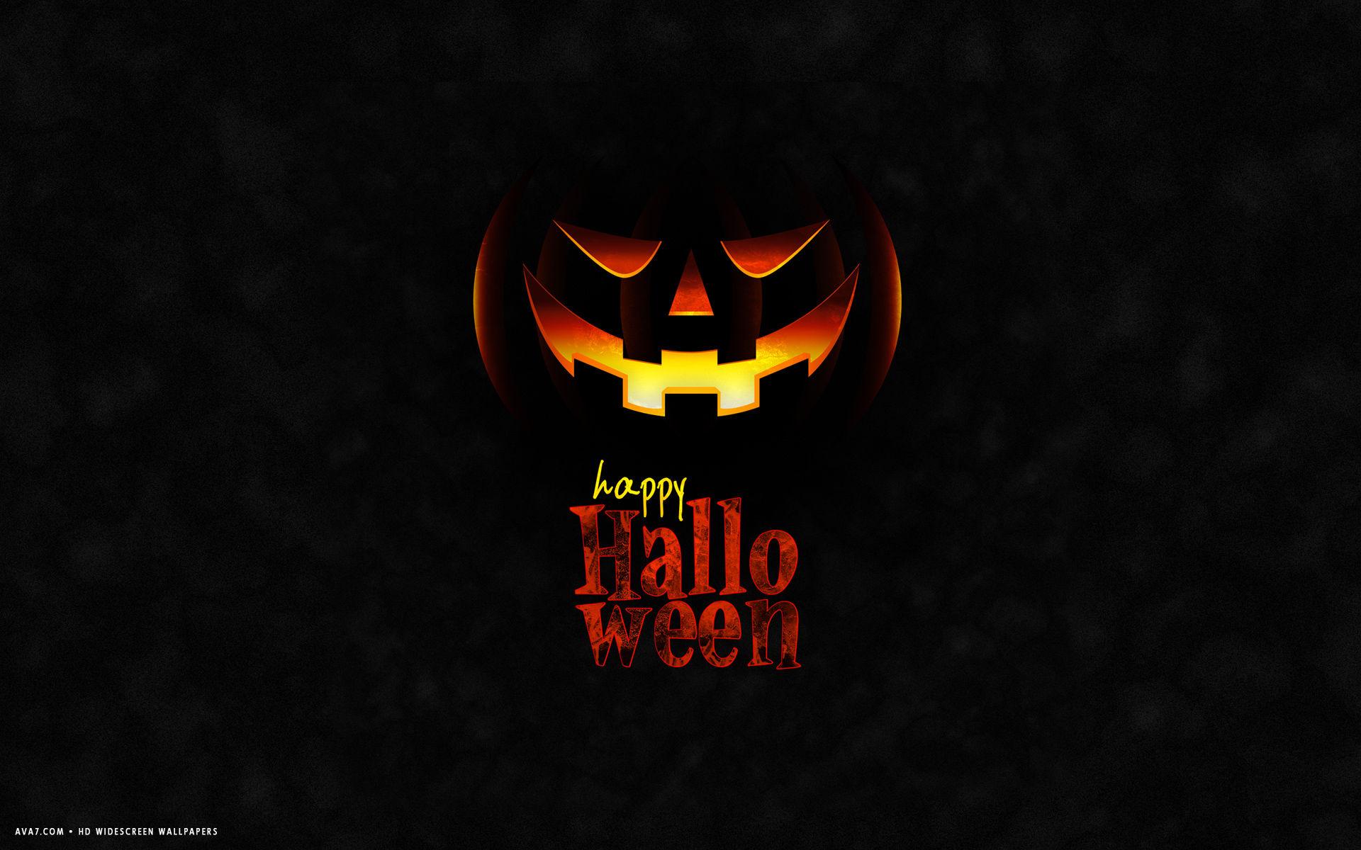 happy halloween evil pumpkin jack o lantern dark holiday HD widescreen wallpaper / holidays background