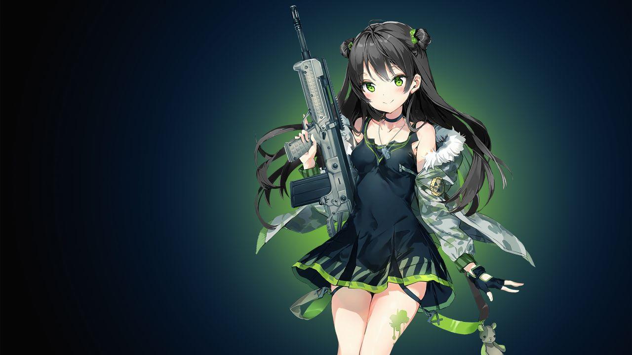 Wallpaper Anime girl, Green, Girls' Frontline, 4K, Anime