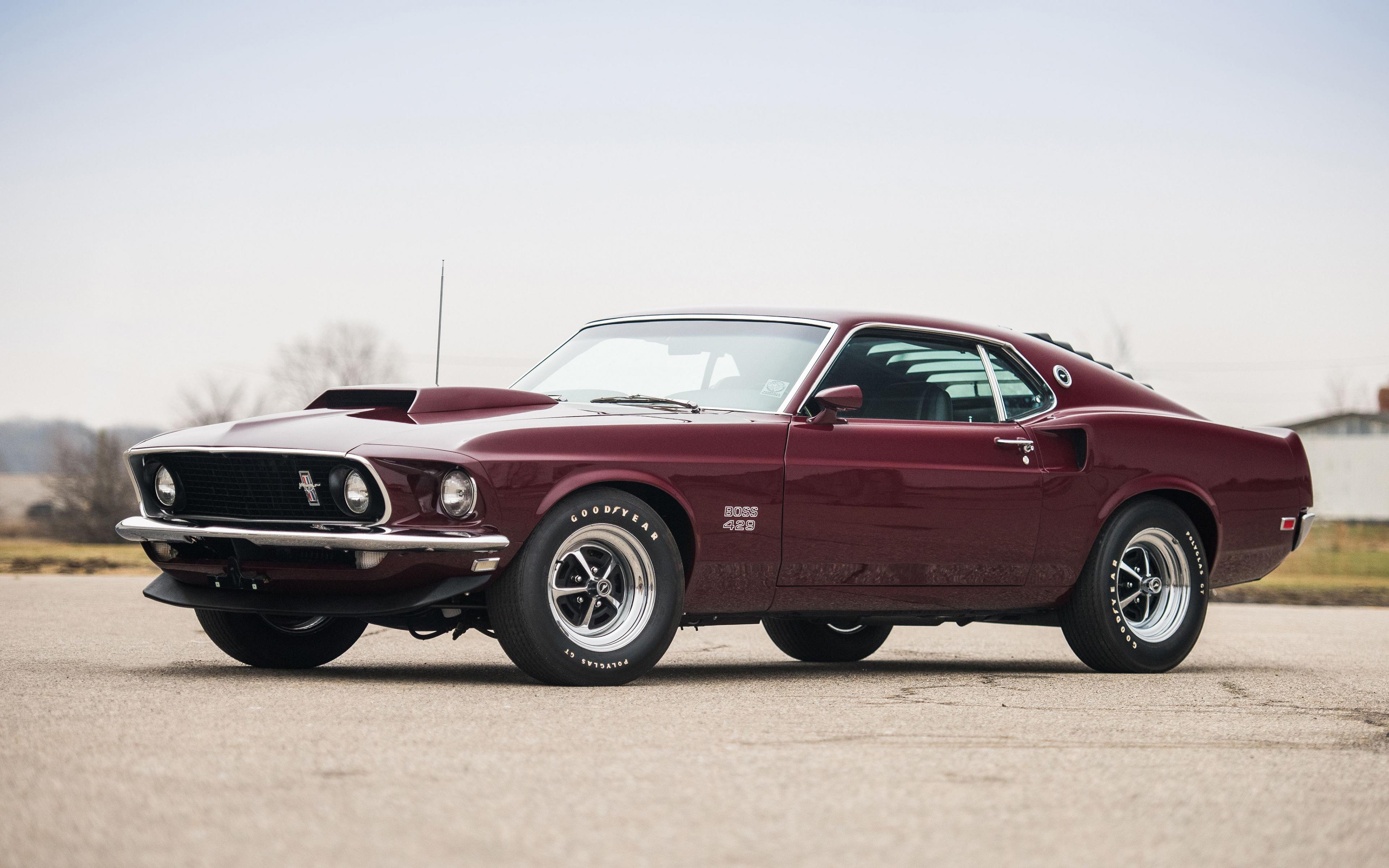 Download 1969 Ford Mustang Boss blood red wallpaper