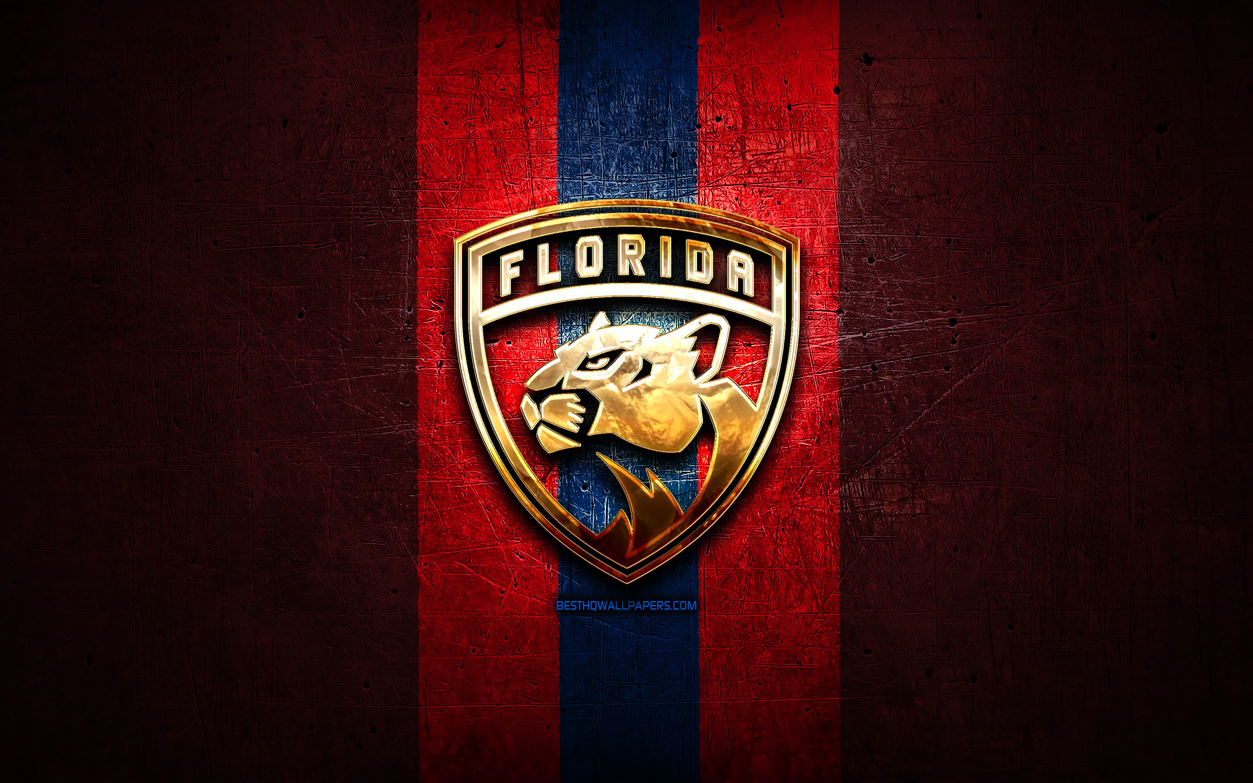 Download wallpaper Florida Panthers, golden logo, NHL, red